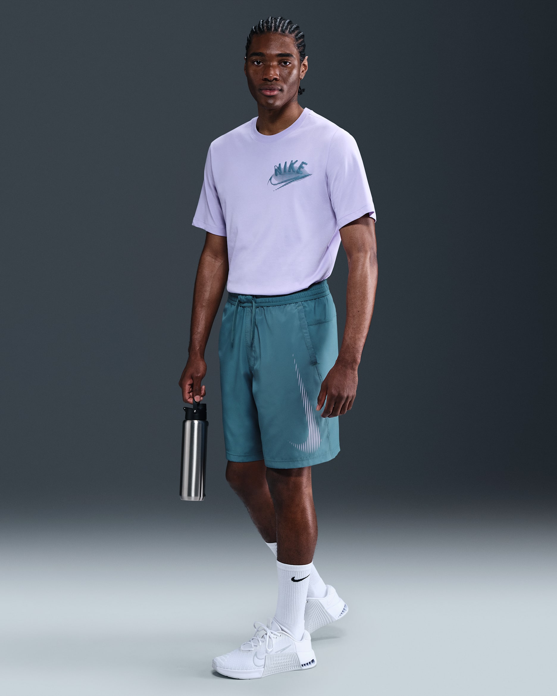 Nike Form Shorts versátiles Dri-FIT de 23 cm sin forro para hombre - Azul humeante/Hortensias