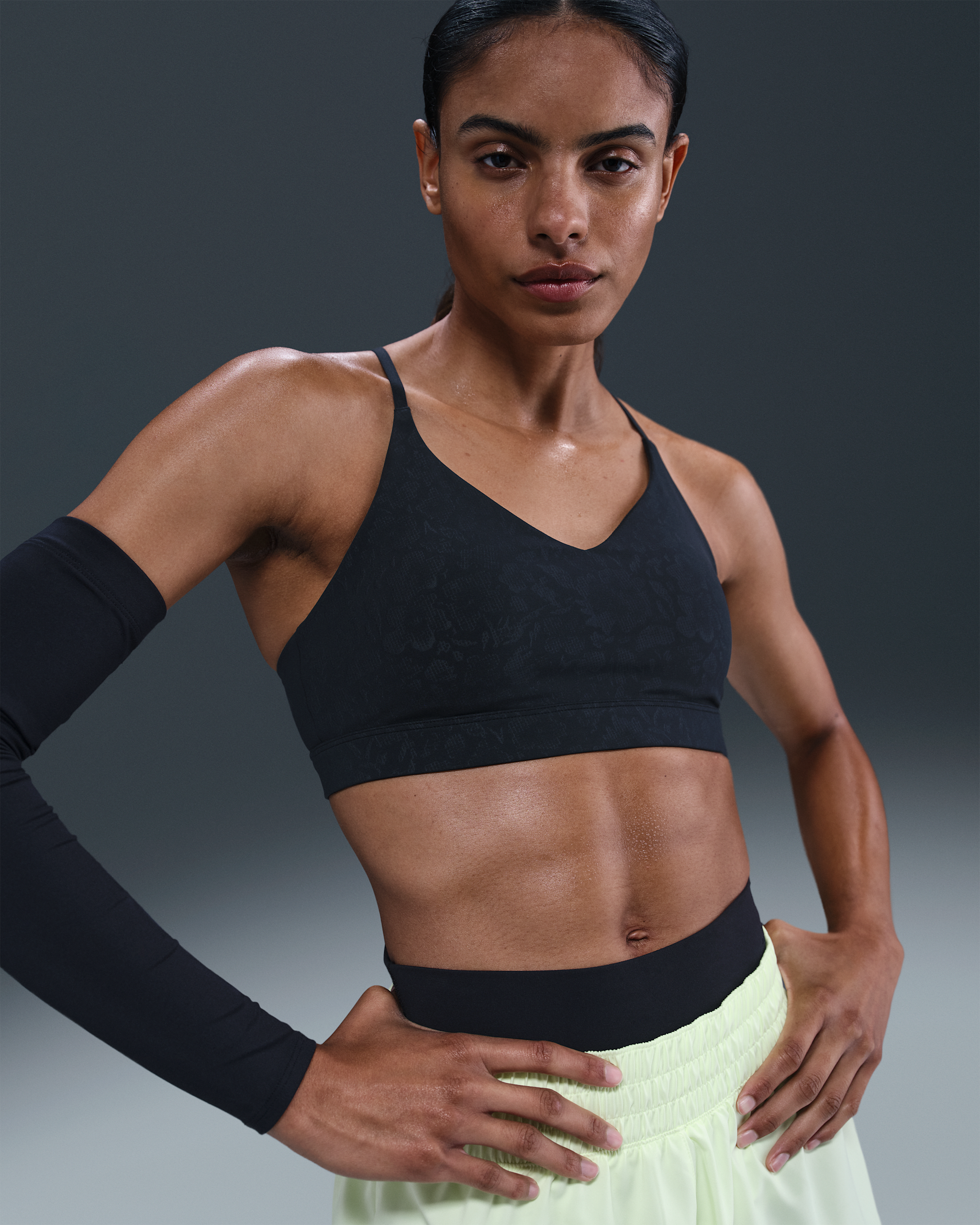 Nike Indy Light Support Women's Padded Floral Sports Bra - Black/Anthracite/Dark Smoke Grey