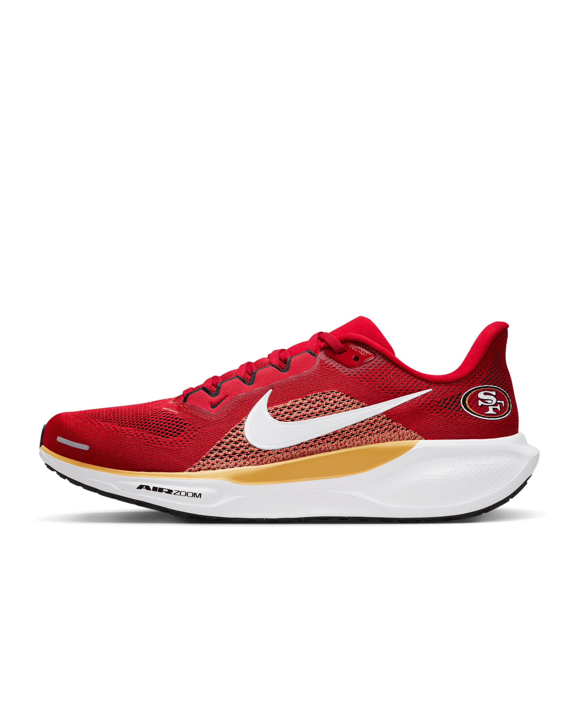 Tenis de correr en pavimento Nike de la NFL para hombre San Francisco 49ers Pegasus 41 - Rojo gimnasio/Oro club/Blanco