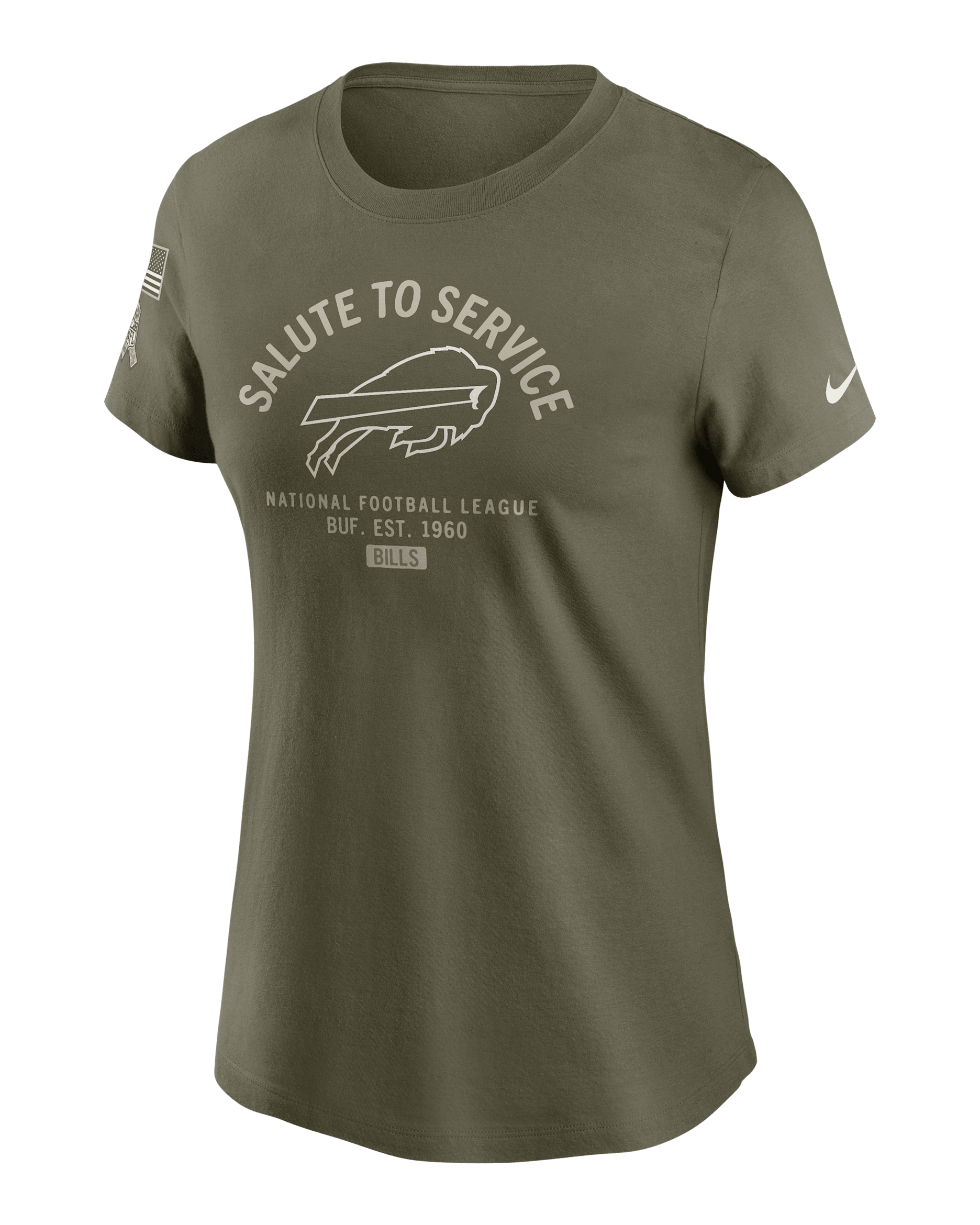 Buffalo Bills Salute to Service Sideline Women's Nike NFL T-Shirt - Olive