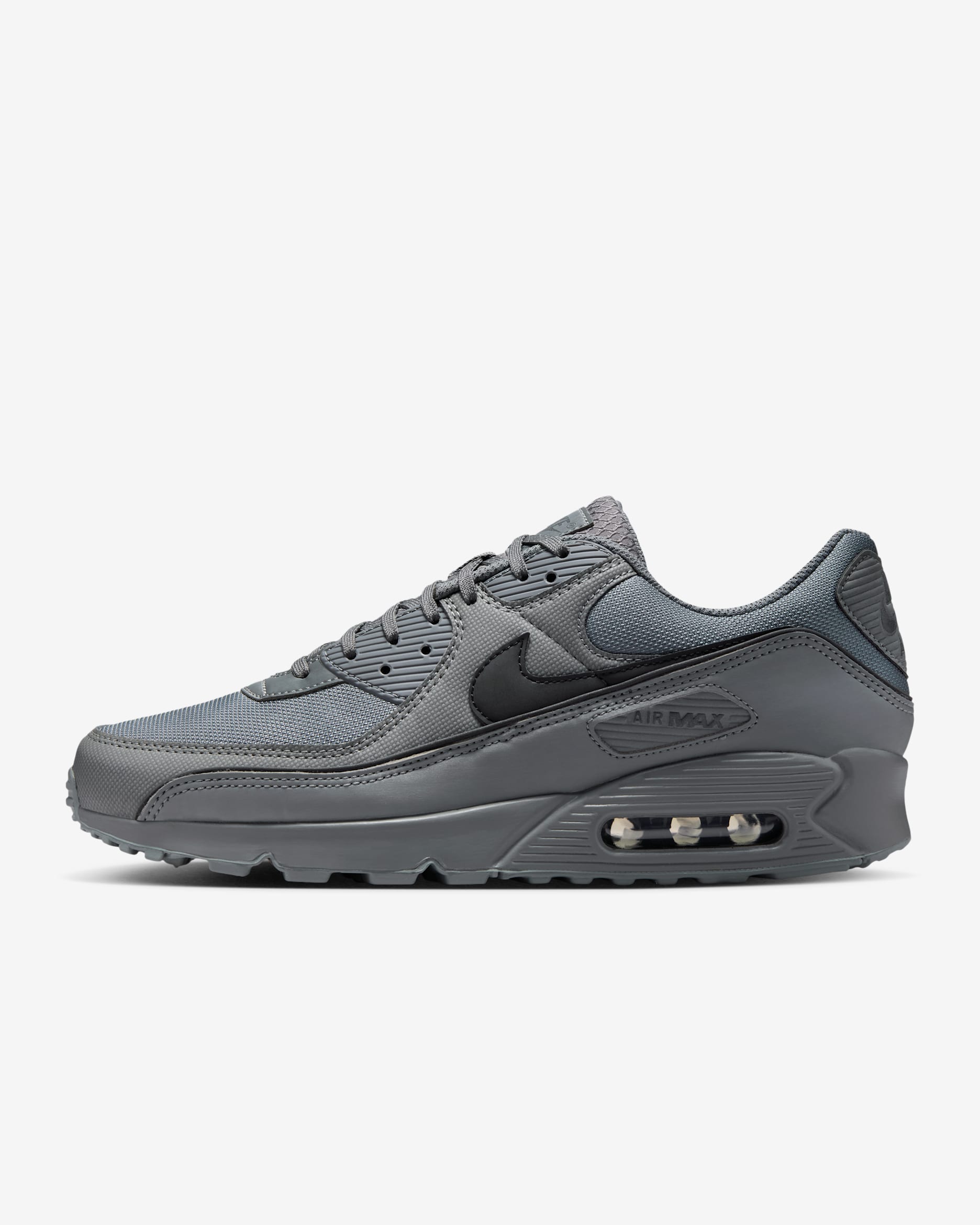 Nike Air Max 90 Premium herenschoenen met reflecterende accenten - Smoke Grey/Smoke Grey/Zwart