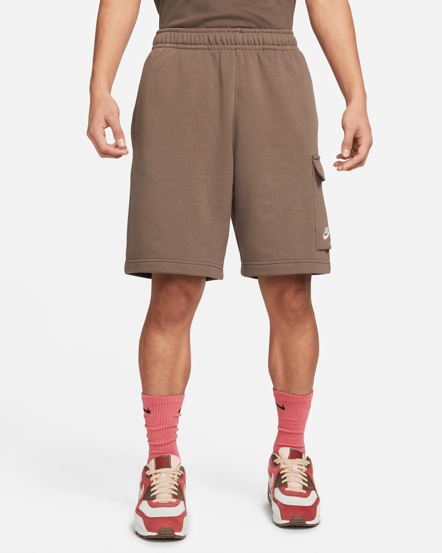 Nike Sportswear Club Men's French Terry Cargo Shorts - Ironstone/Ironstone/White