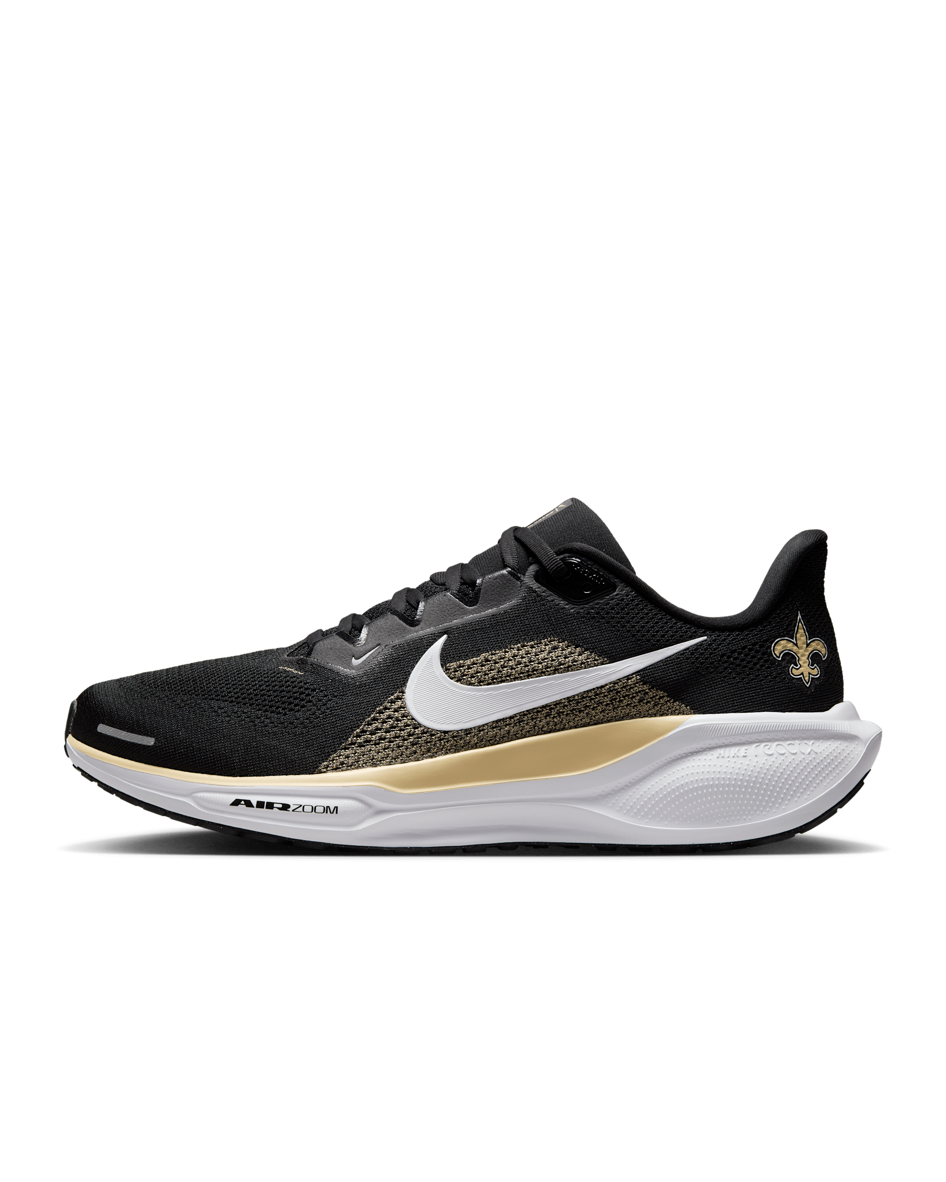 Tenis de correr en pavimento Nike de la NFL para hombre New Orleans Saints Pegasus 41 - Negro/Oro team/Blanco