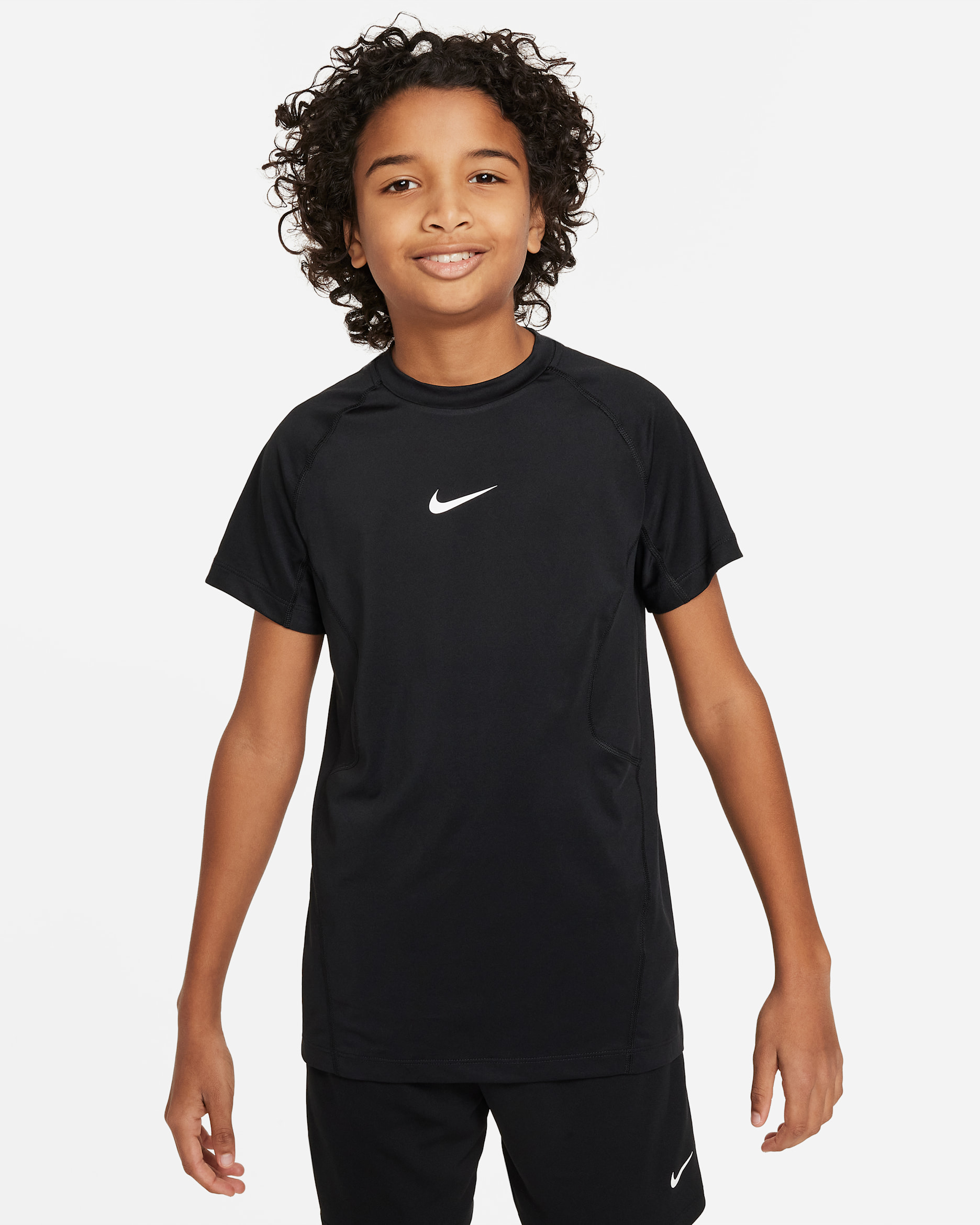 Nike Pro Dri-FIT Kurzarmshirt für ältere Kinder (Jungen) - Schwarz/Weiß