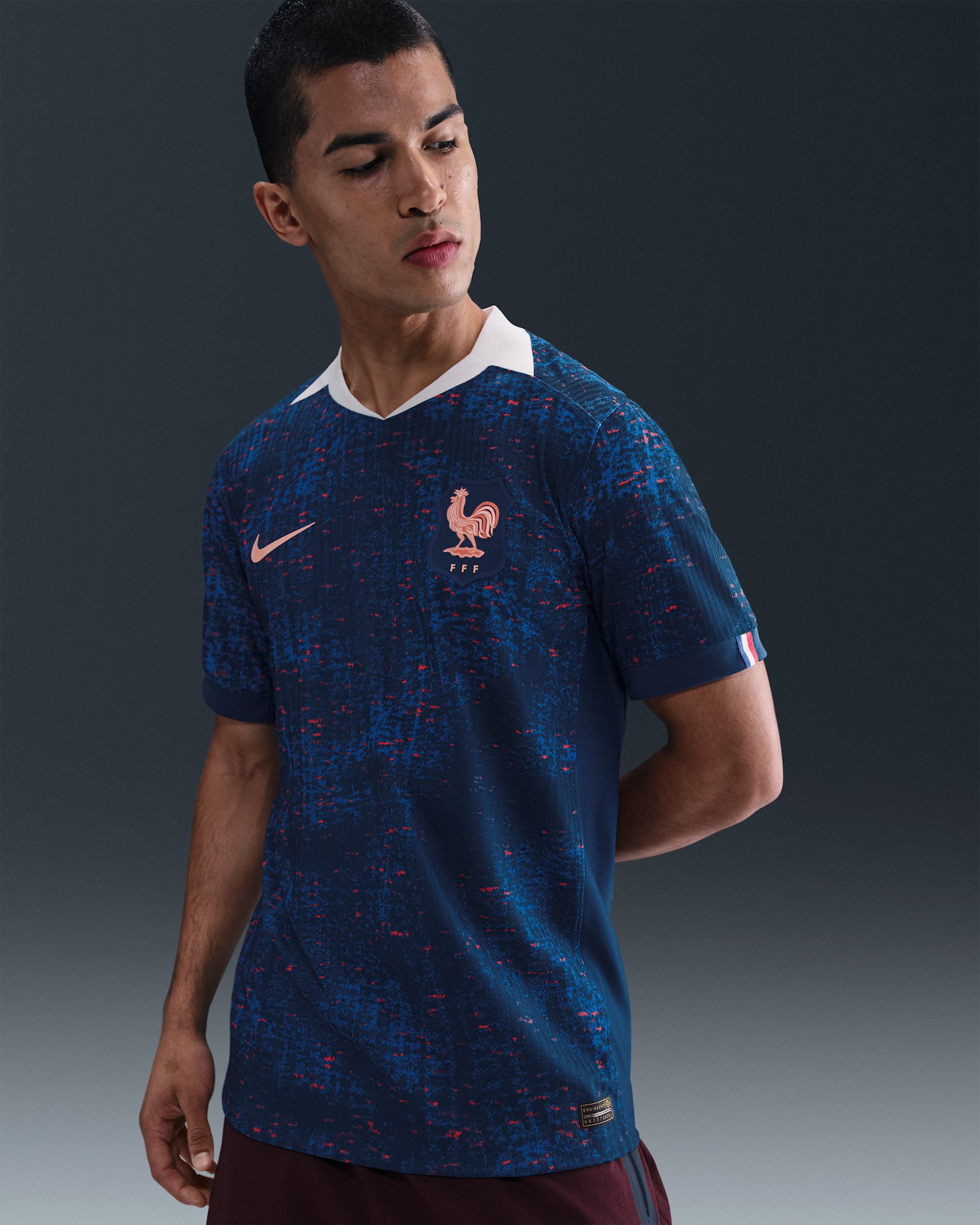 FFF 2025 Match Home (Women's Team) Men's Nike Dri-FIT ADV Football Authentic Shirt - Blue Void/Light Madder Root