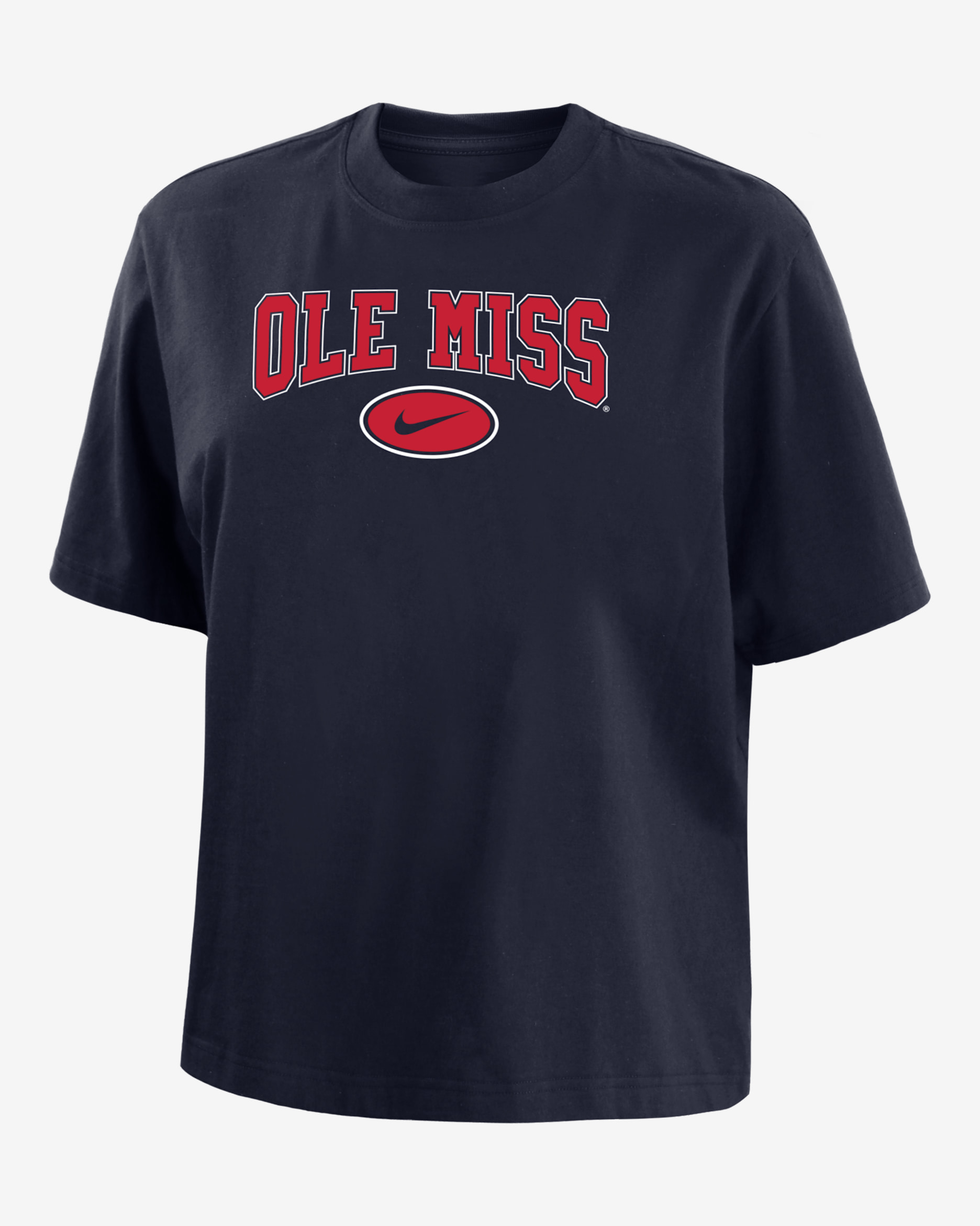 Playera de corte cuadrado universitaria Nike para mujer Ole Miss - Negro