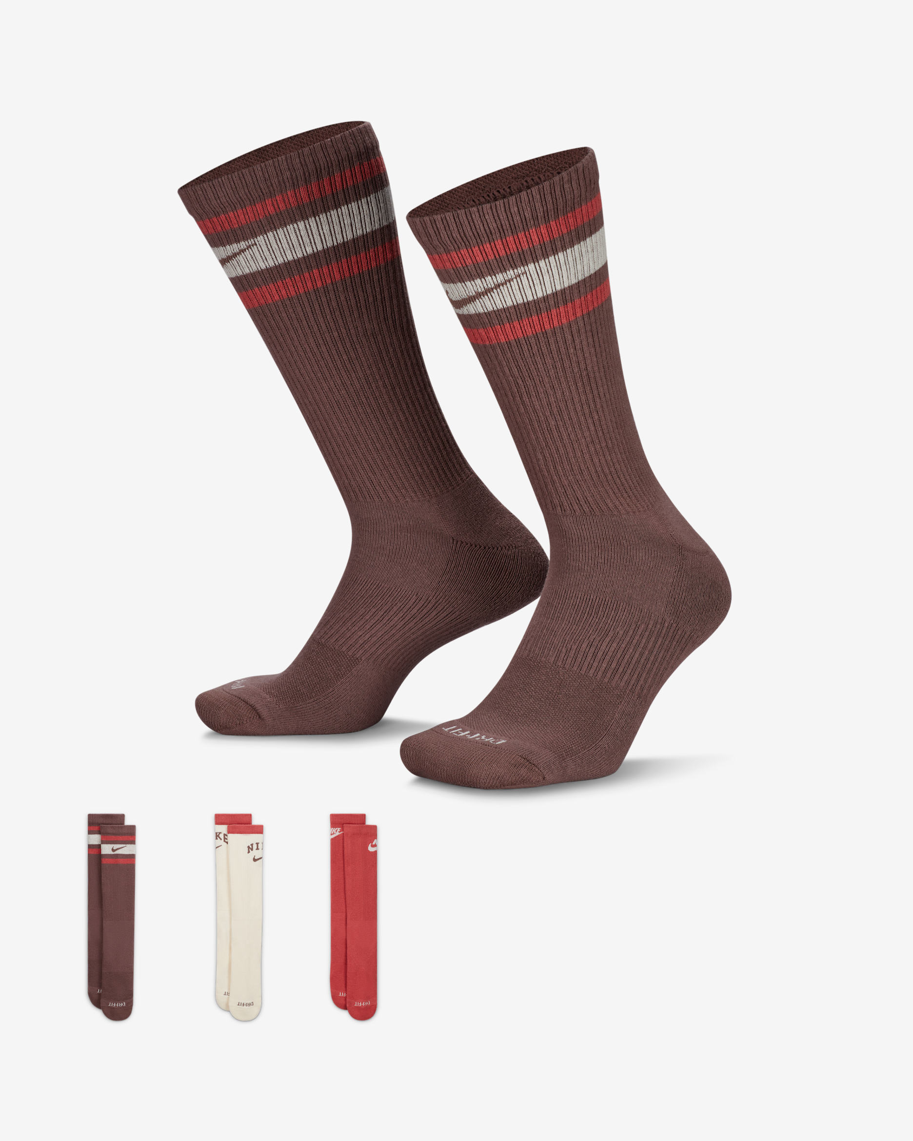 Nike Everyday Plus Cushioned Crew Socks (3 Pairs) - Multi-Colour