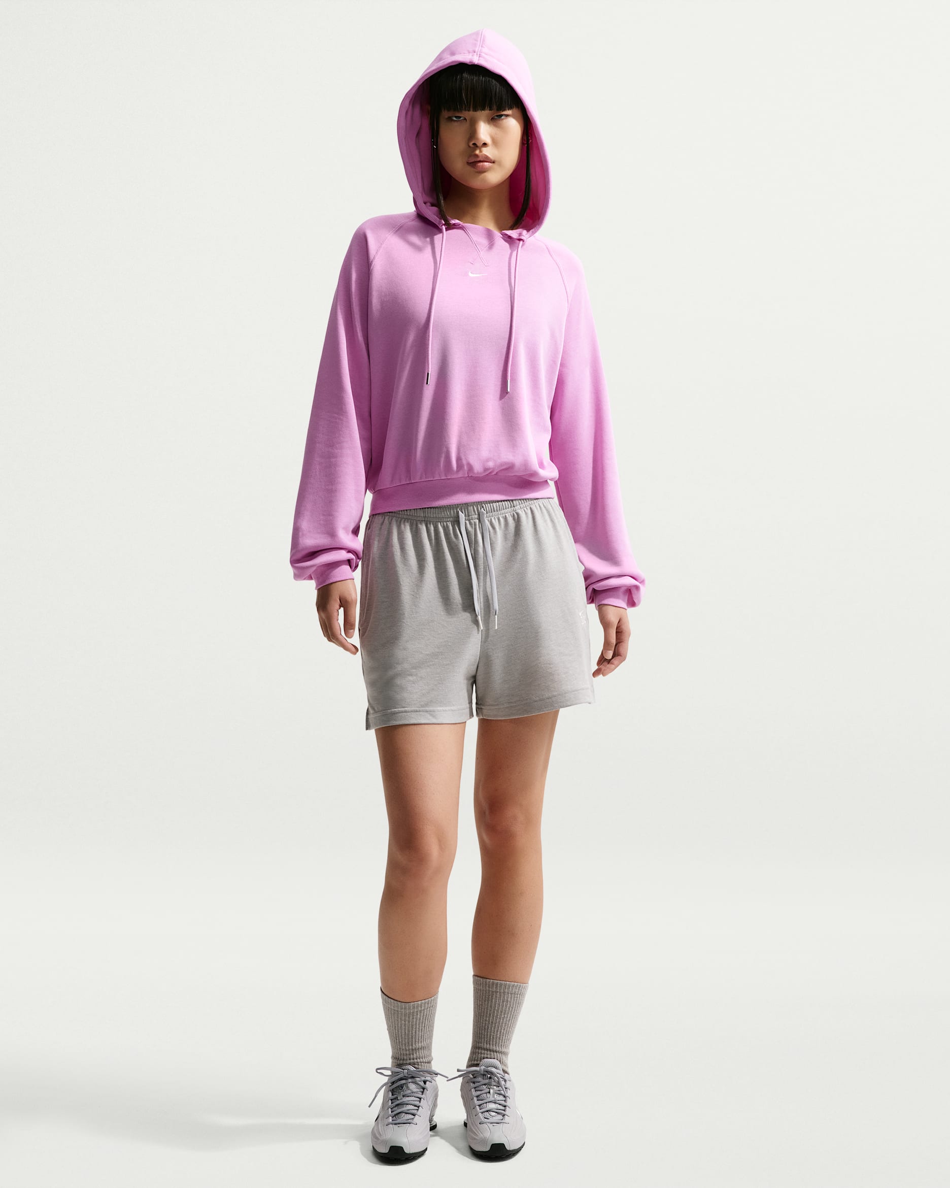 Nike Sportswear Chill Knit Women's High-Waisted Lightweight Shorts - Dark Grey Heather/Chalk