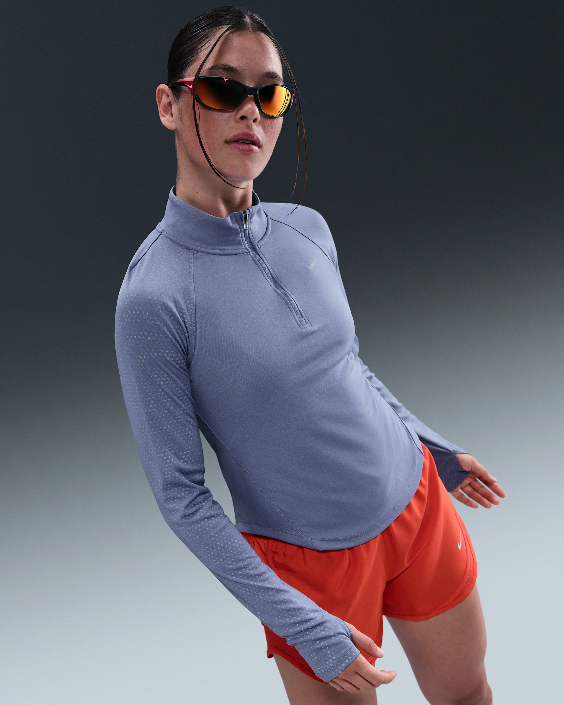 Nike Tempo Flash Dri-FIT løpeoverdel med kvart glidelås til dame - World Indigo