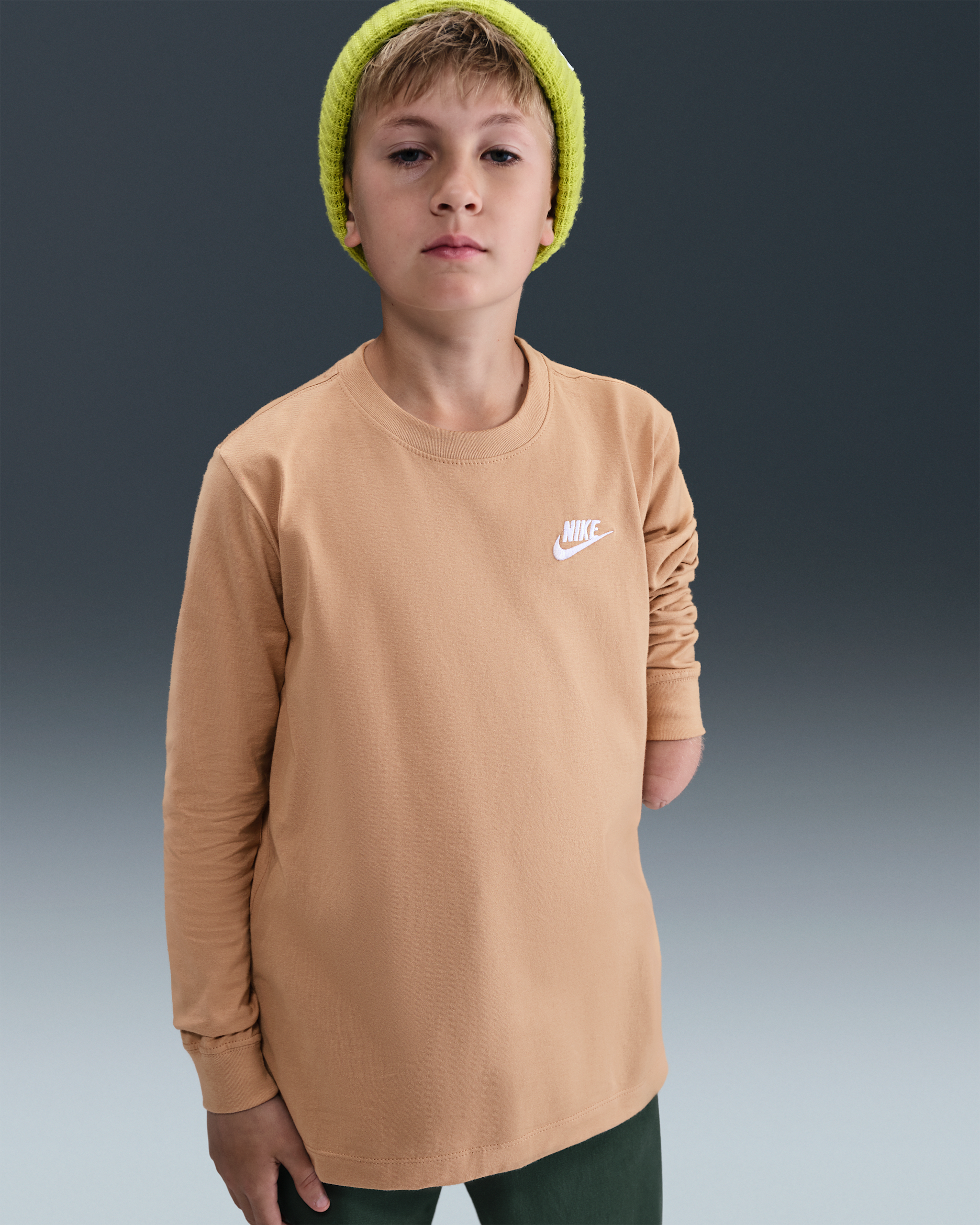Nike Sportswear Big Kids' Long-Sleeve T-Shirt - Hemp/White