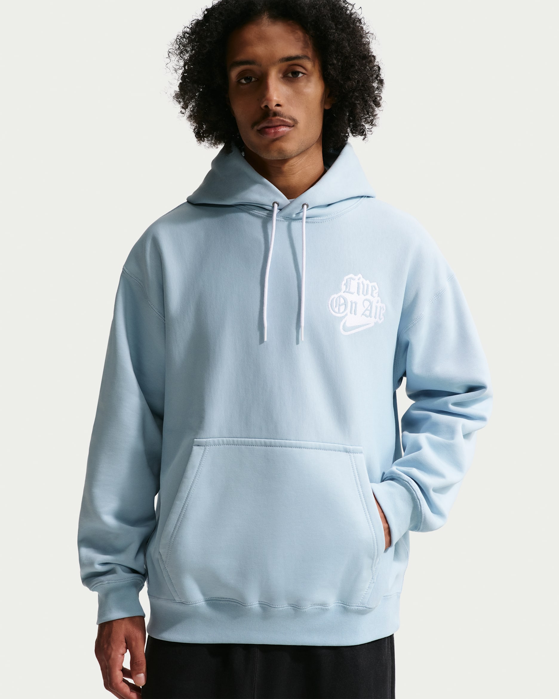 나이키 솔로 스우시 남성 플리스 후디 - 라이트 아머리 블루