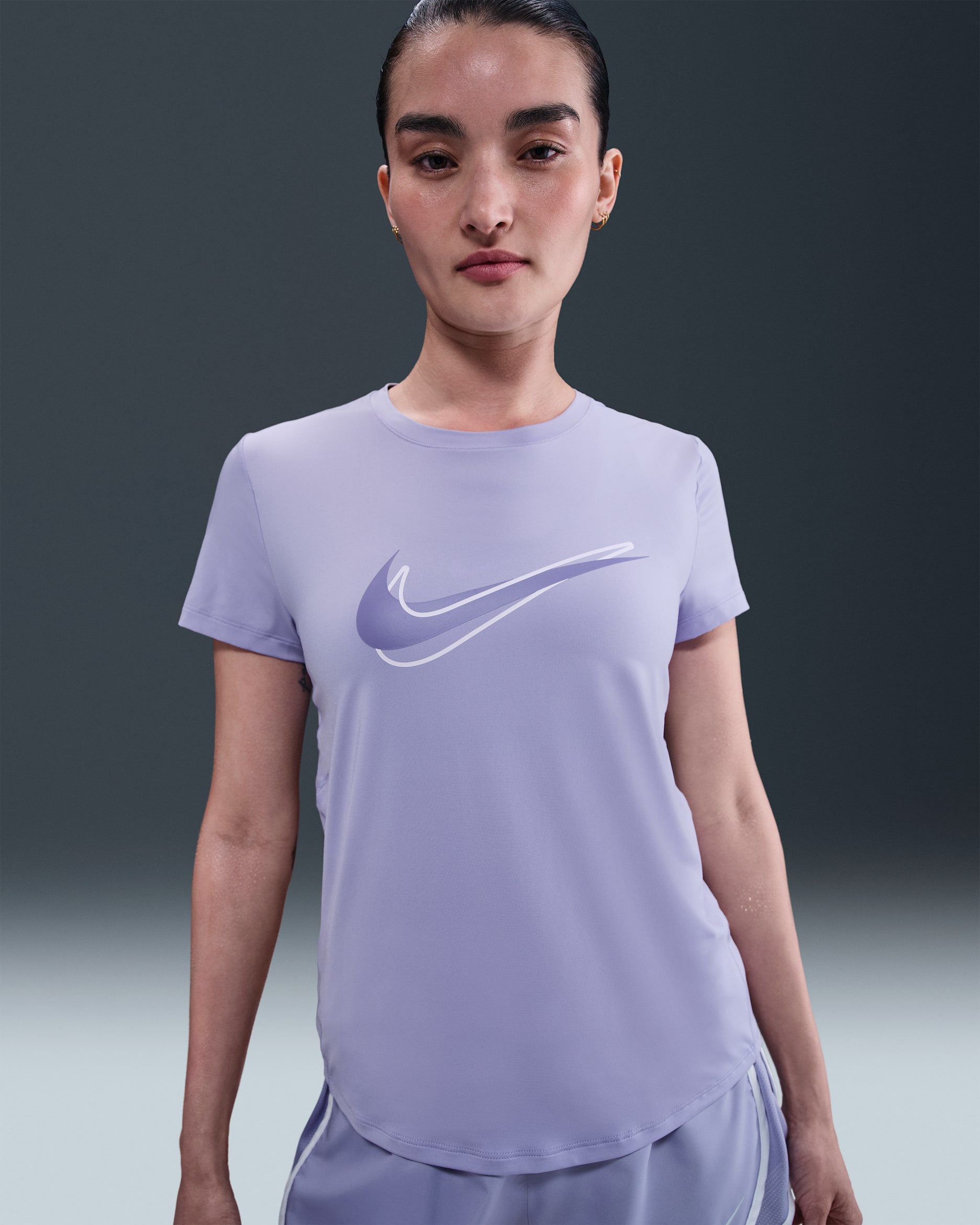 Nike One Swoosh Women's Dri-FIT Short-Sleeve Running Top - Lilac Ice