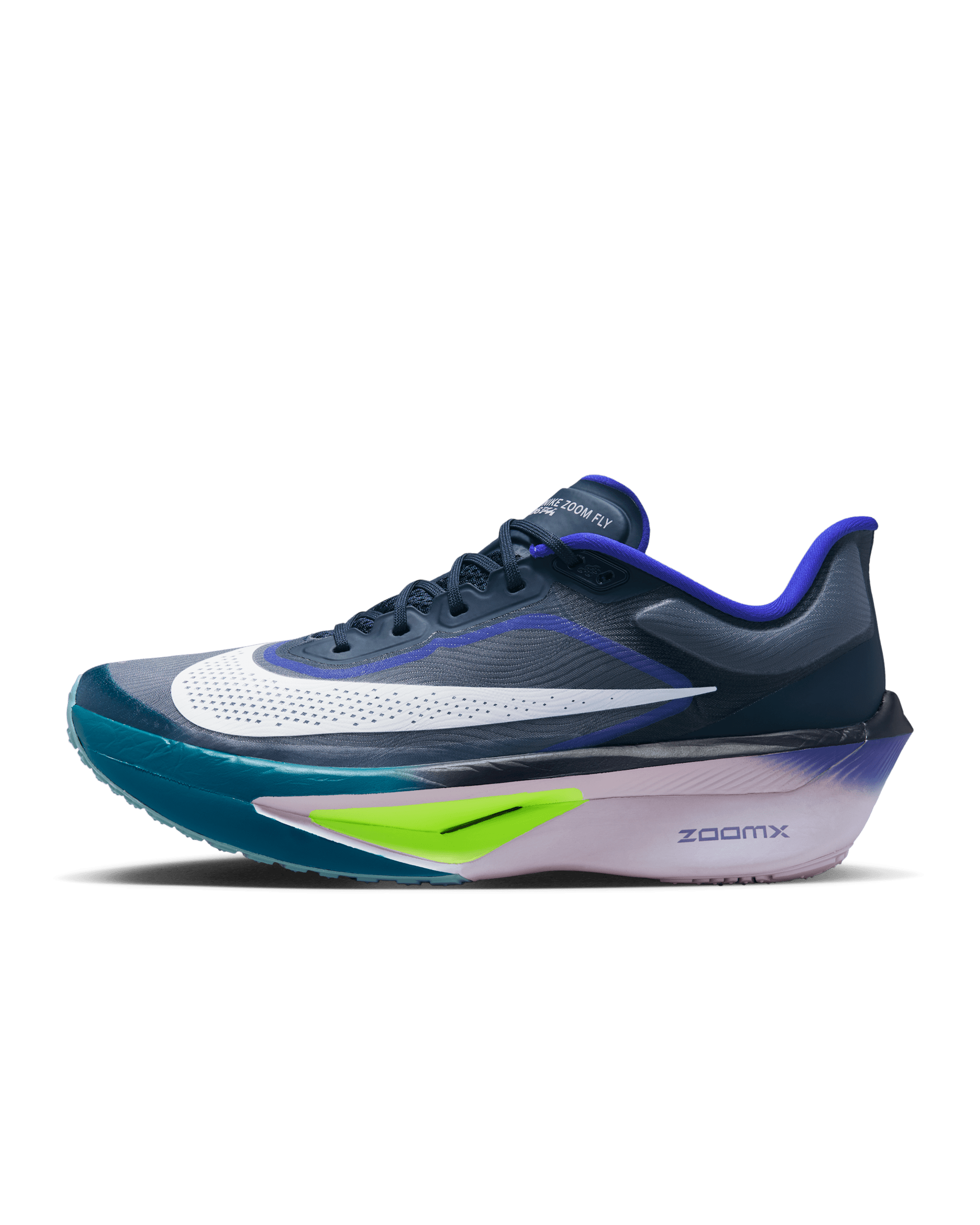 Nike Zoom Fly 6 Straßenlaufschuh für Wettkämpfe (Herren) - Obsidian/Persian Violet/Volt/Weiß