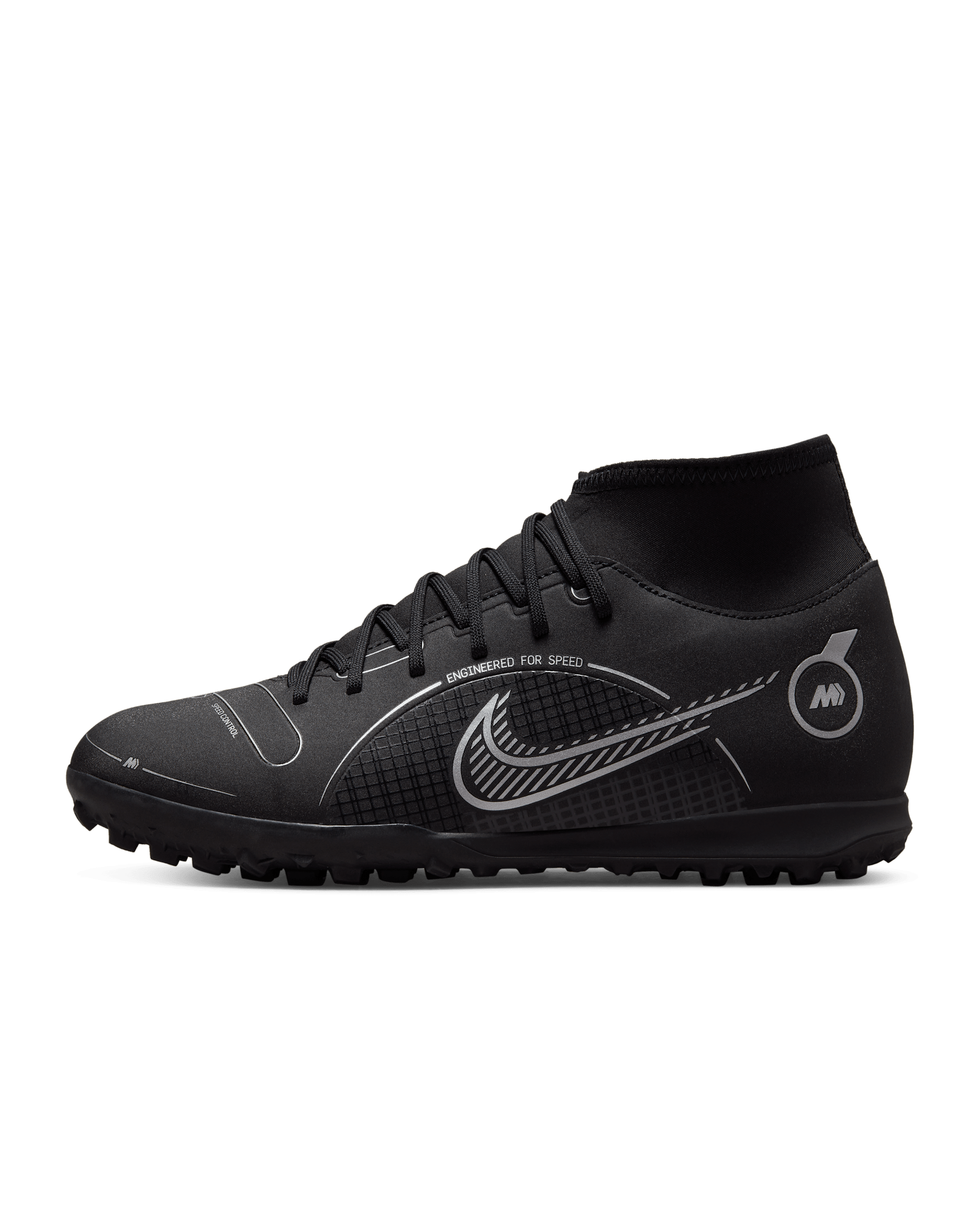 Sapatilhas de futebol para relva Nike Mercurial Superfly 8 Club TF - Preto/Medium Ash/Prateado metalizado