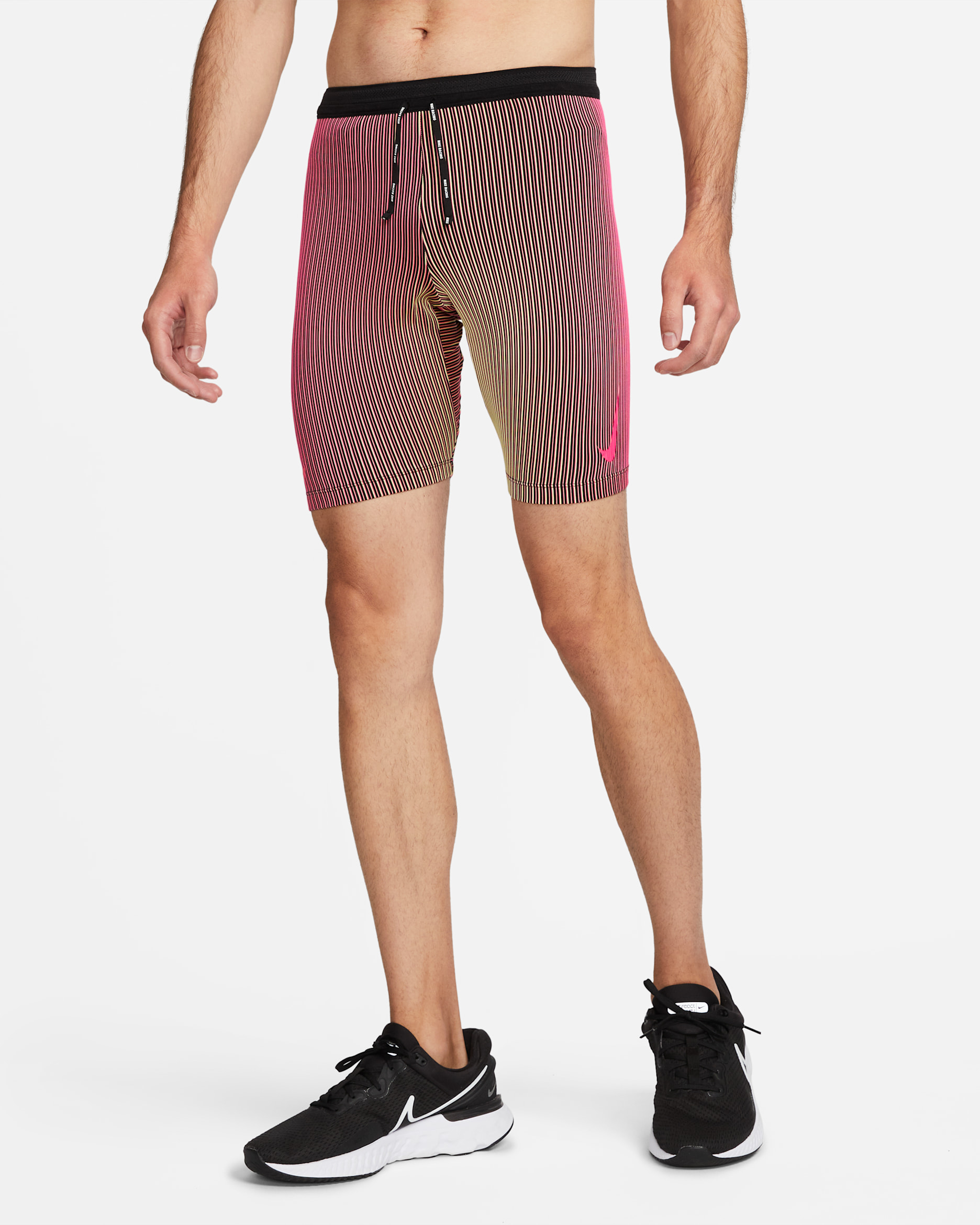 Nike Dri-FIT ADV AeroSwift Men's 1/2-Length Racing Tights - Black/Hyper Pink/Light Lemon Twist/Hyper Pink