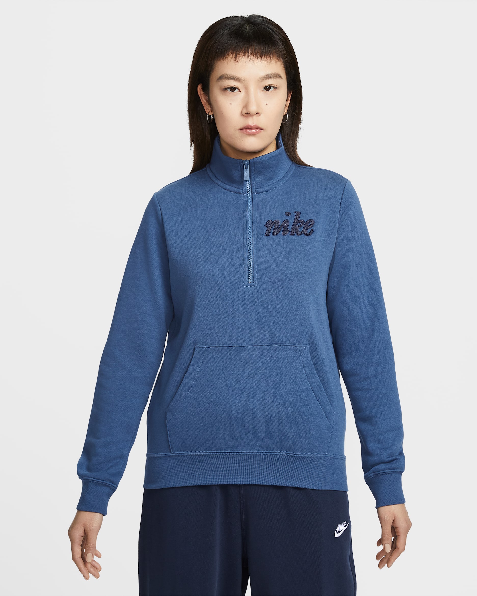 나이키 스포츠웨어 클럽 플리스 여성 쿼터집 스웻셔츠 - 미스틱 네이비/썬더 블루