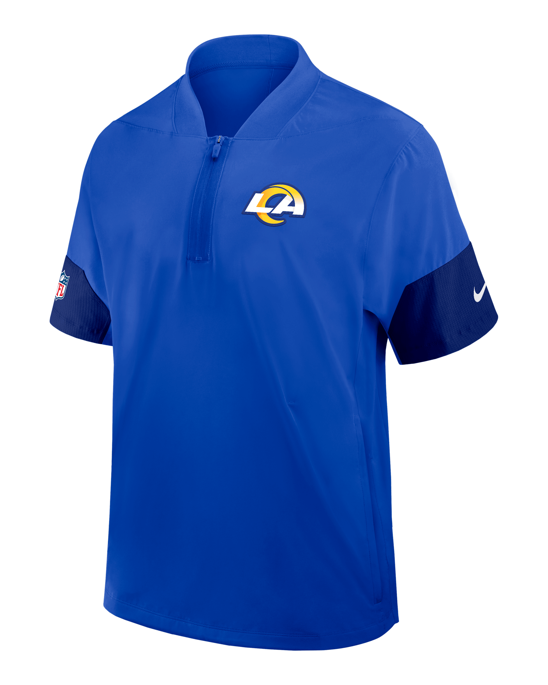 Los Angeles Rams Sideline Coach Men's Nike NFL 1/2-Zip Short-Sleeve Jacket - Blue