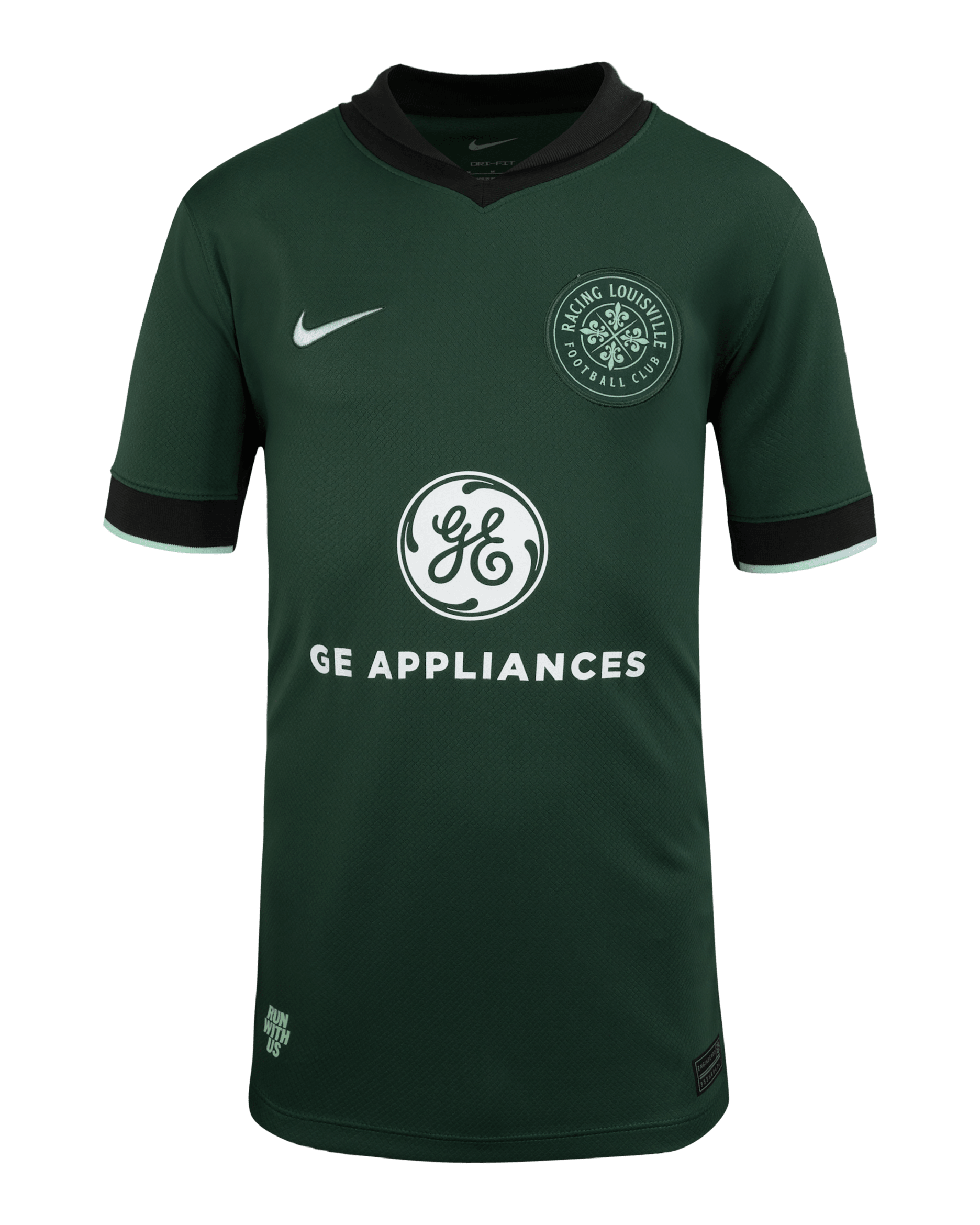 Racing Louisville FC 2025 Stadium Away Big Kids' Nike Dri-FIT NWSL Replica Jersey - Fir/Night Forest
