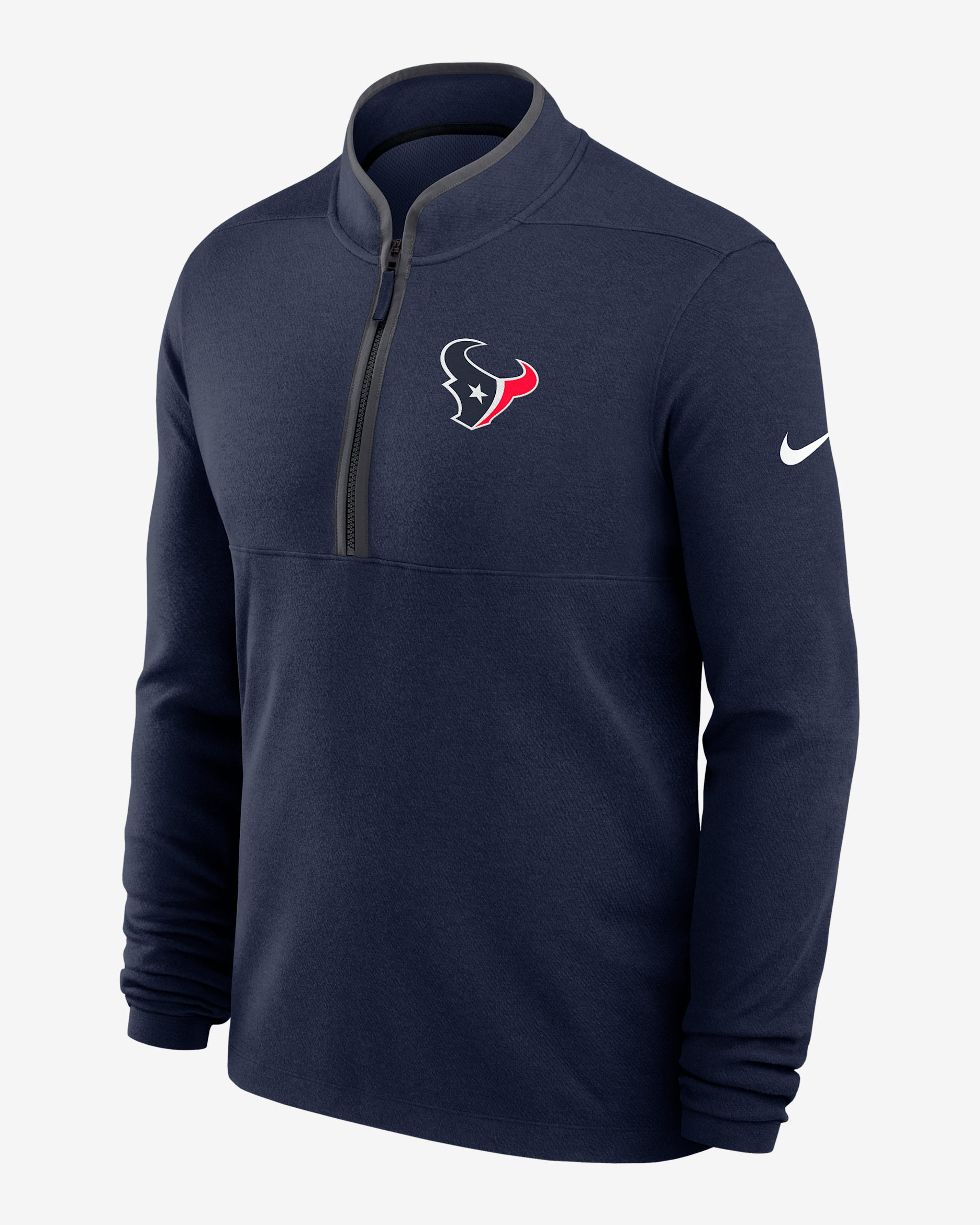 Houston Texans Logo Victory Men's Nike Dri-FIT NFL 1/2-Zip Long-Sleeve Top - Navy