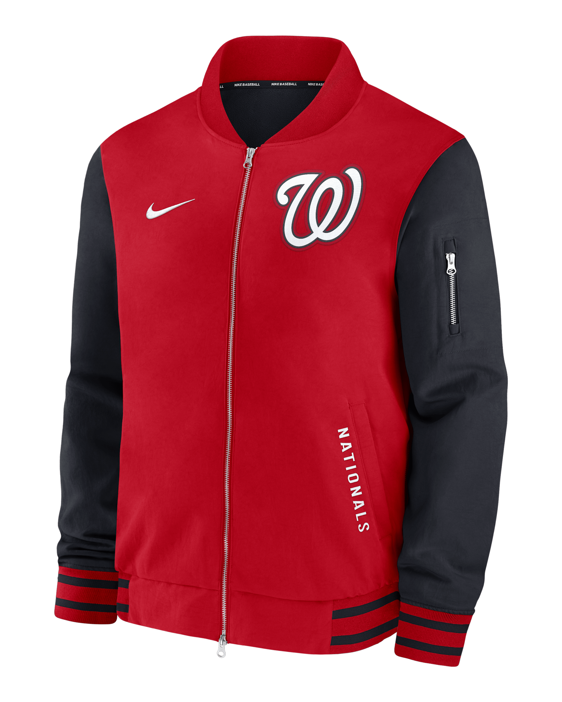 Washington Nationals Authentic Collection Dugout Men's Nike MLB Full-Zip Bomber Jacket - Sport Red