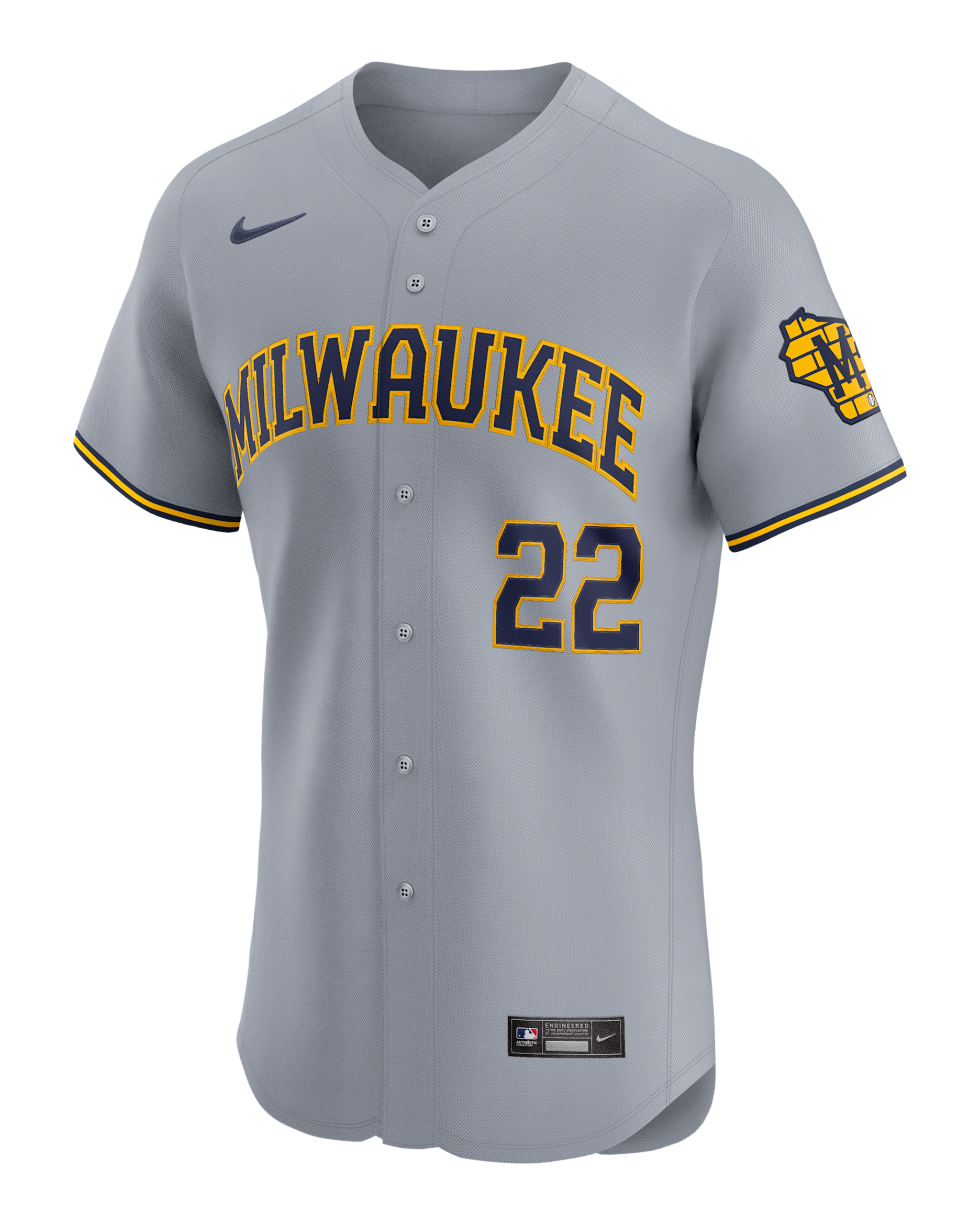Christian Yelich Milwaukee Brewers Men's Nike Dri-FIT ADV MLB Elite Jersey - Grey