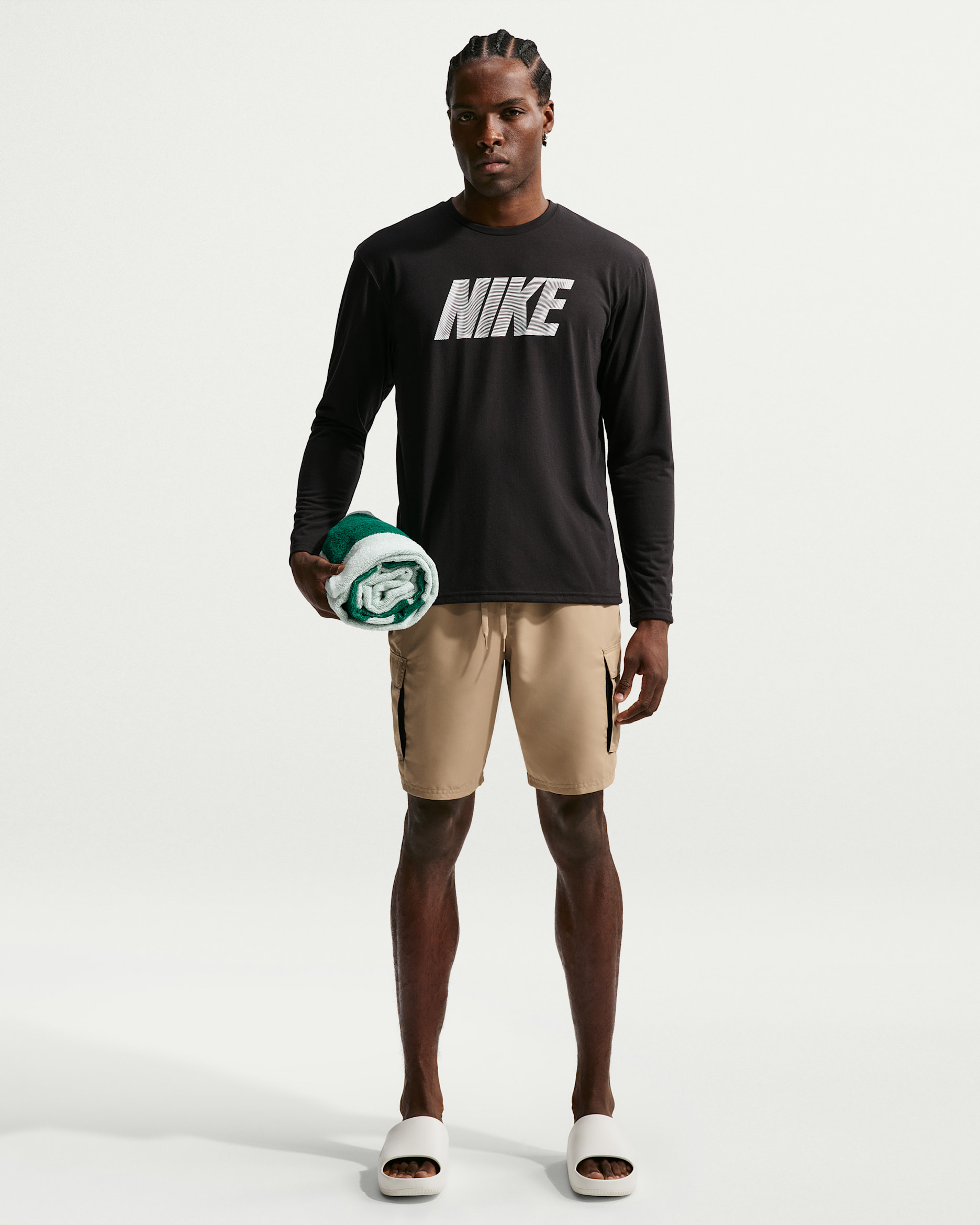 나이키 스윔 보이지 에센셜 남성 9인치 브리프 라인드 발리 쇼츠 - 파라슈트 베이지/파라슈트 베이지/파라슈트 베이지/화이트