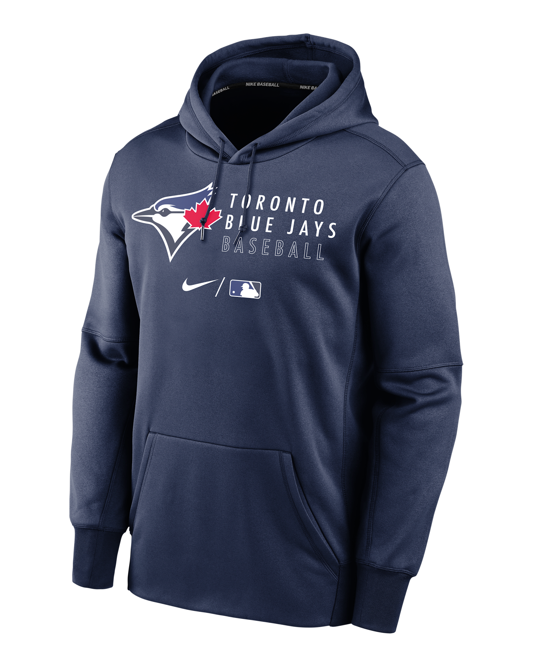 Toronto Blue Jays Authentic Collection Logo Stack Men's Nike Therma MLB Pullover Hoodie - Navy