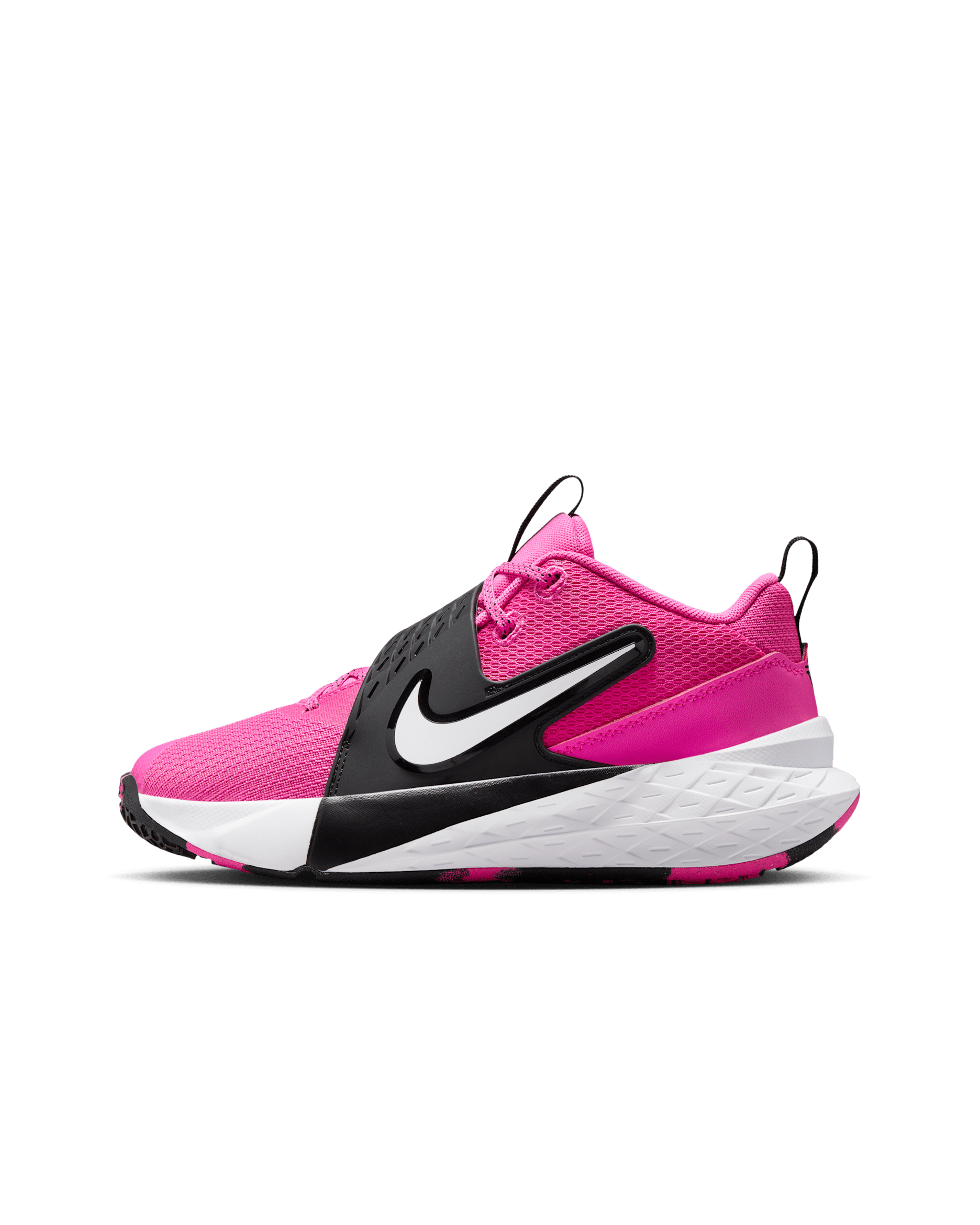 Nike Team Hustle D 12 Tenis de básquetbol para niños grandes - Fucsia láser/Negro/Blanco