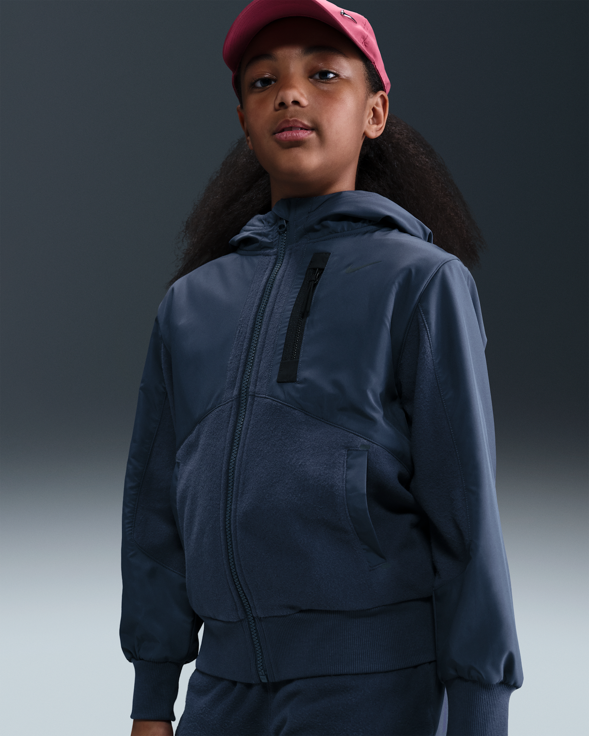 Nike Sportswear City Utility EasyOn Older Kids' Therma-FIT Winterized Jacket - Thunder Blue/Thunder Blue/Black