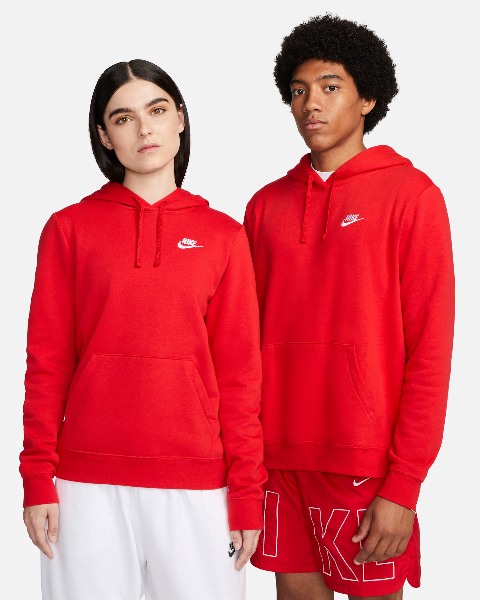 Nike Sportswear Club Fleece Women's Pullover Hoodie - University Red/White