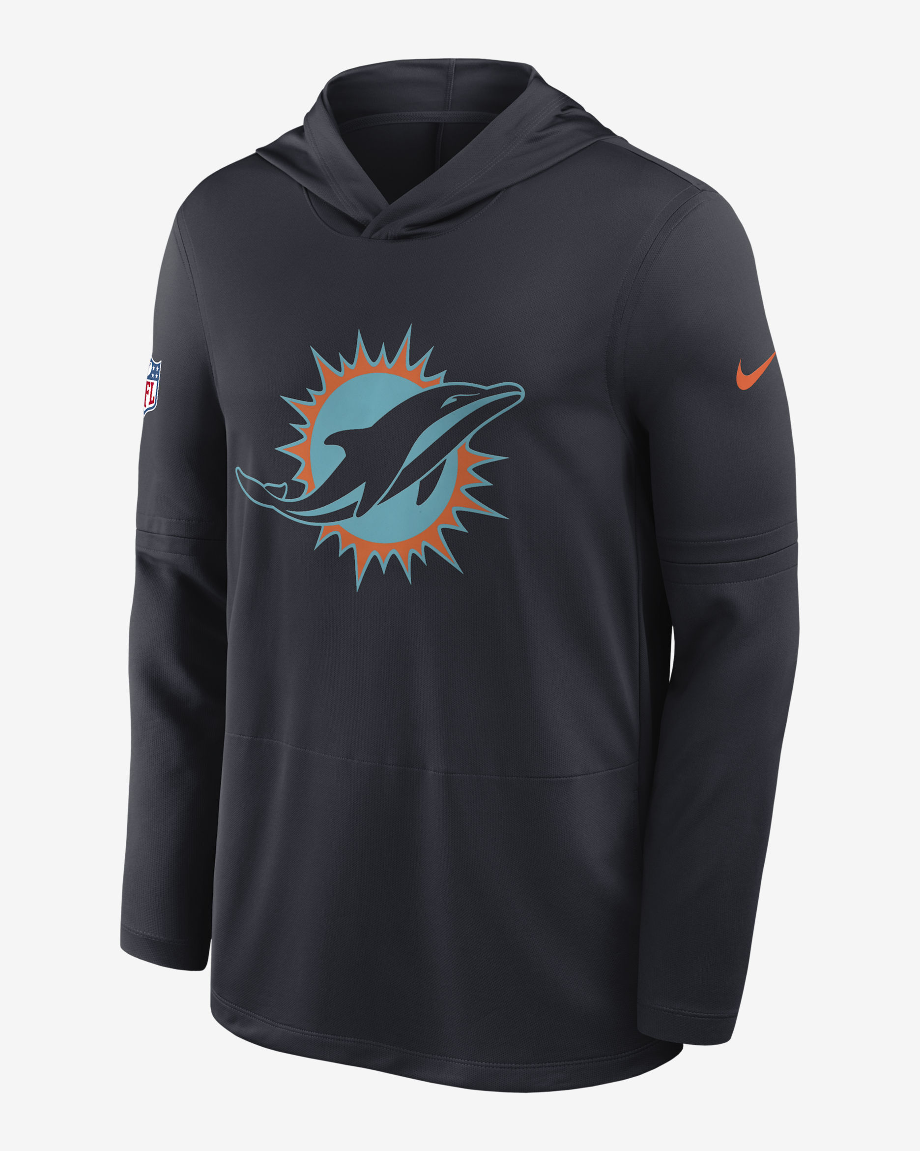 Miami Dolphins Rivalries Collection Sideline Men's Nike Dri-FIT NFL Long-Sleeve Hooded Top - Navy