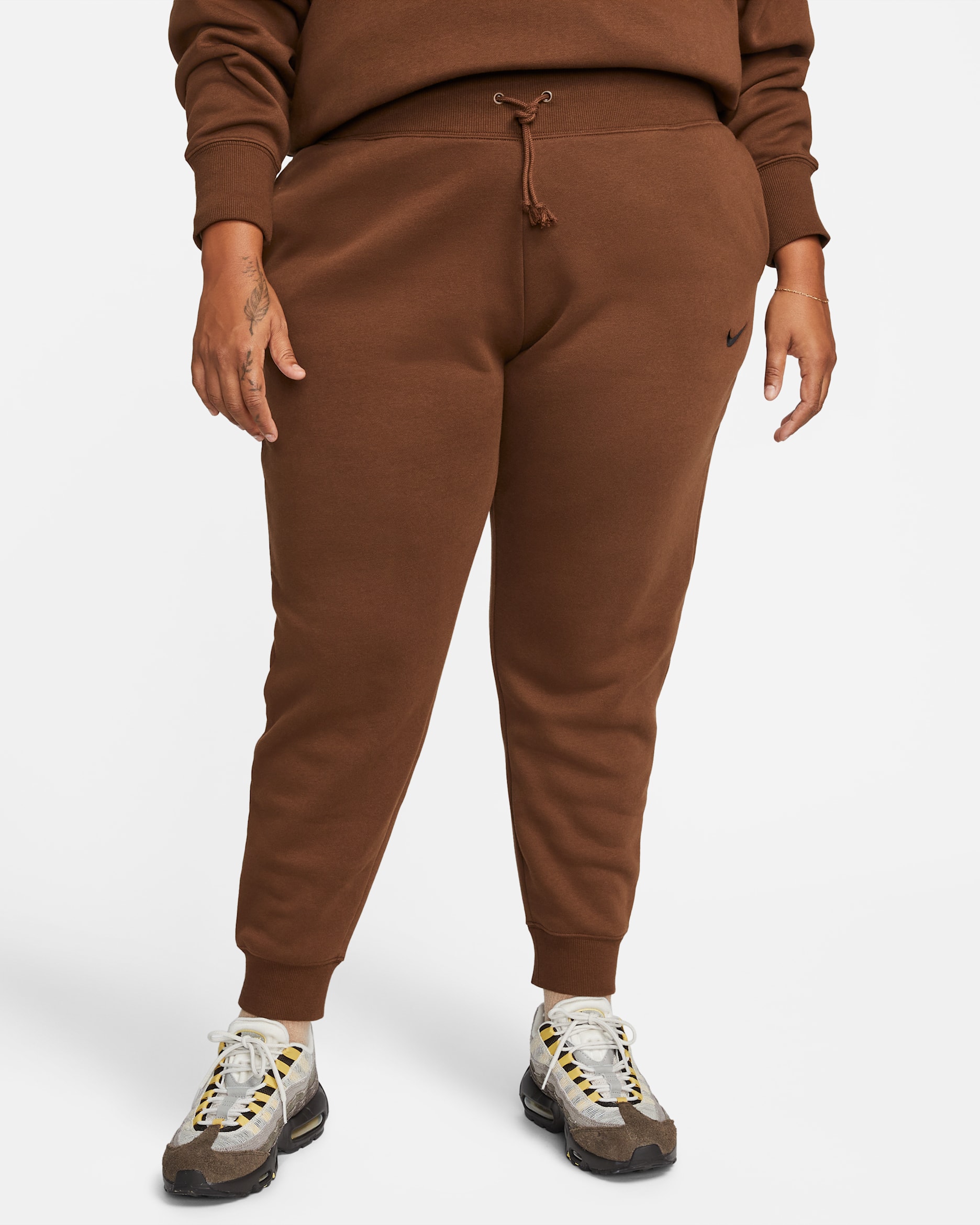 Nike Sportswear Phoenix Fleece Women's High-Waisted Joggers (Plus Size) - Cacao Wow/Black