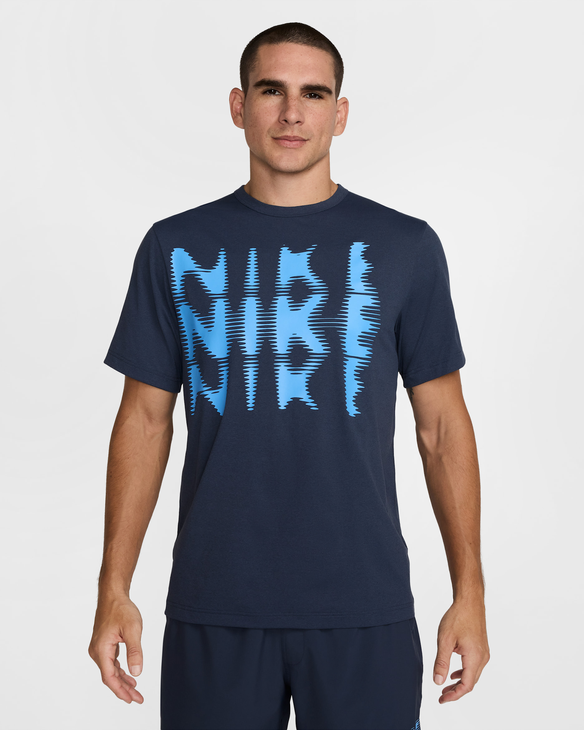 Playera de fitness de manga corta Dri-FIT UV para hombre Nike Hyverse - Trueno azul/Negro