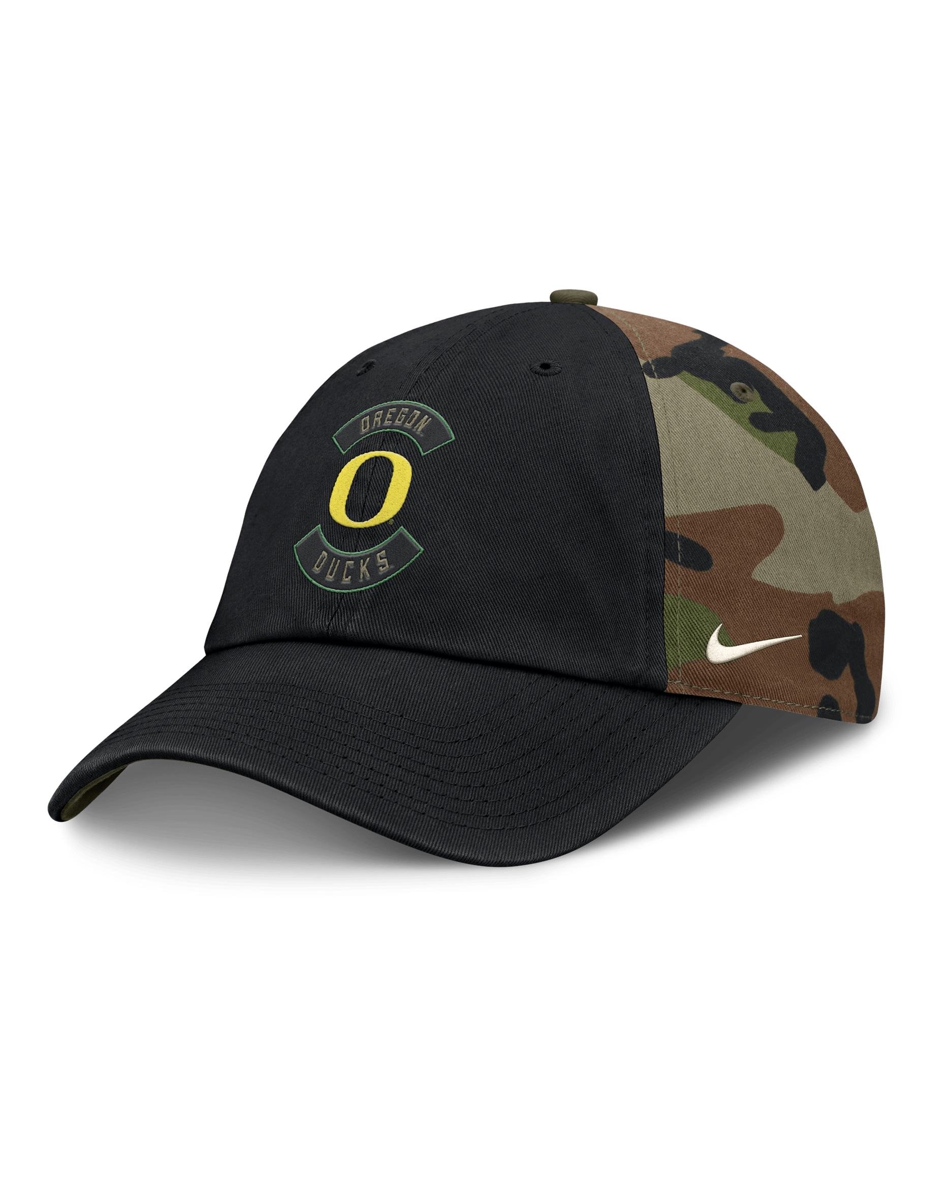 Gorra universitaria ajustable Nike para hombre Oregon 2025 Military Appreciation Club - Verde camuflaje