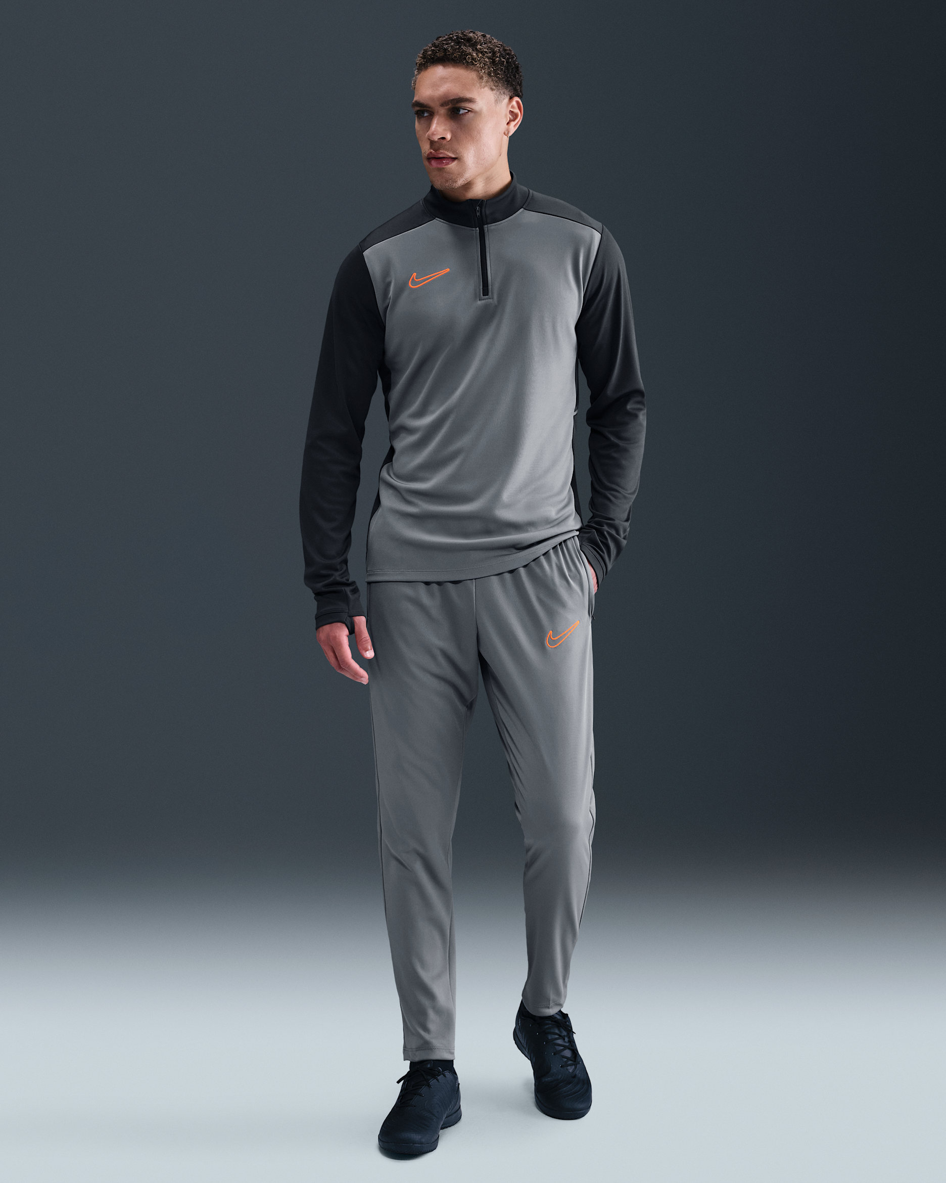 Nike Academy Men's Dri-FIT Football Pants - Cool Grey/Anthracite/Total Orange