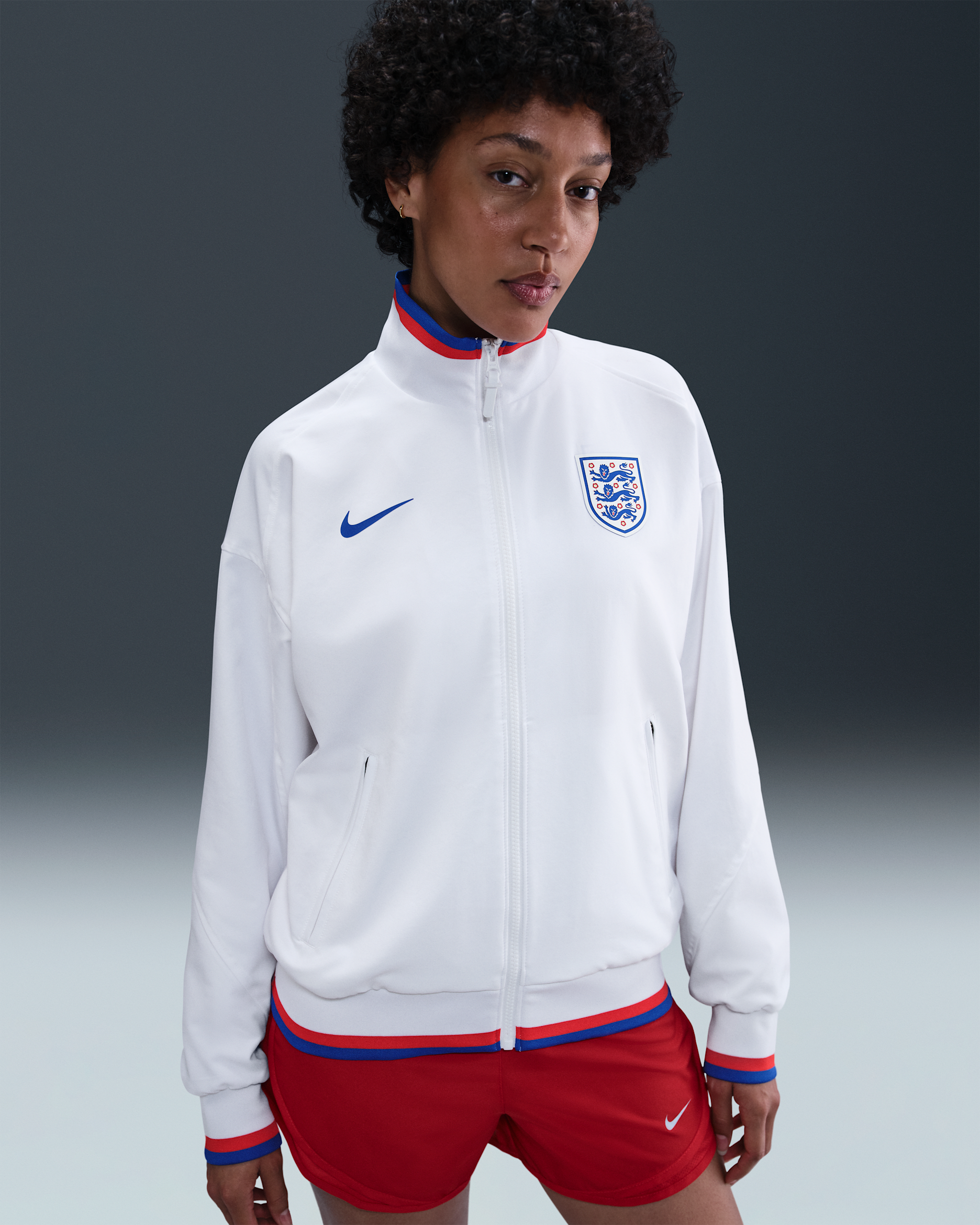 Anglia Strike hazai Nike Dri-FIT Anthem női futballkabát - Fehér/Hyper Royal