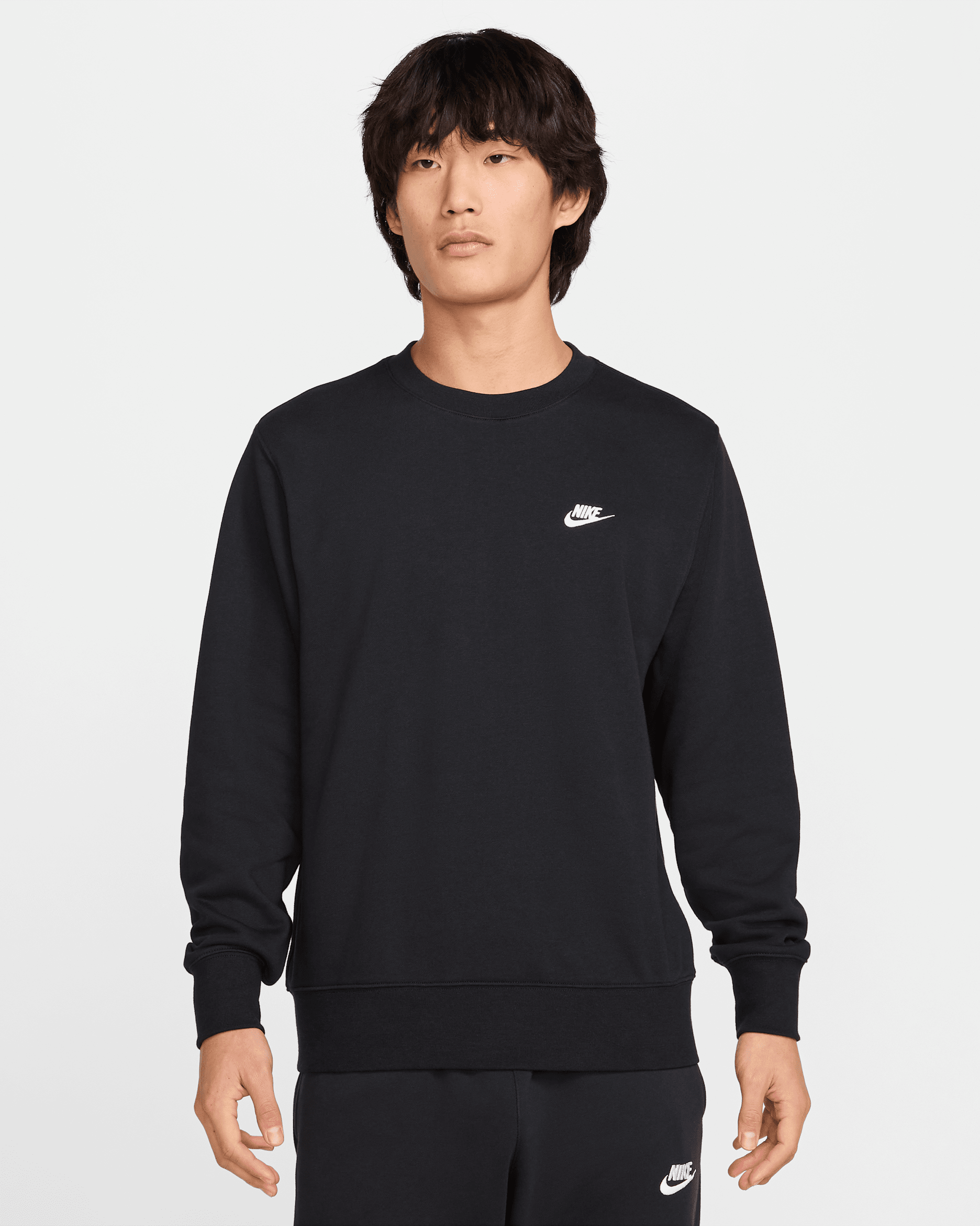 Nike Club Men's French Terry Crew - Black/Black/White