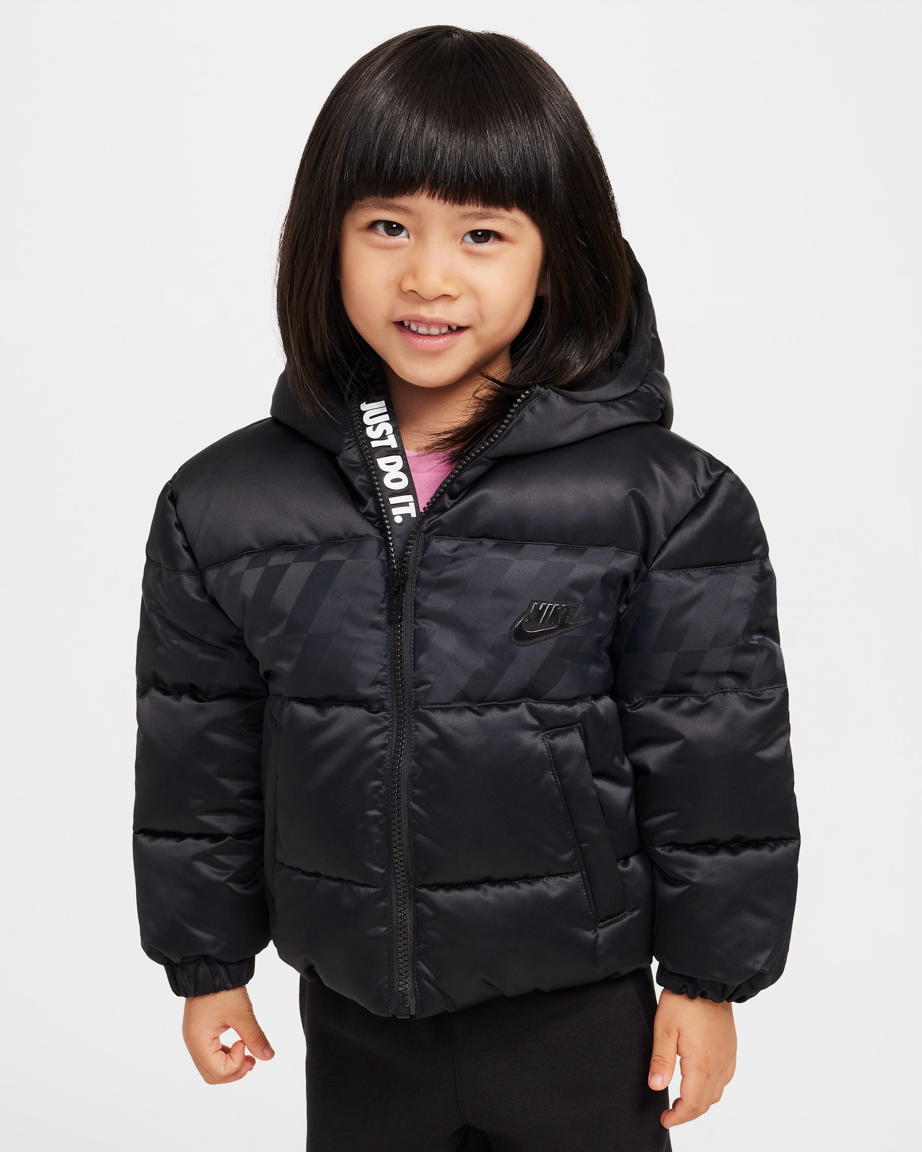 Nike Toddler Jacquard Hazard Stripe Puffer Jacket - Black