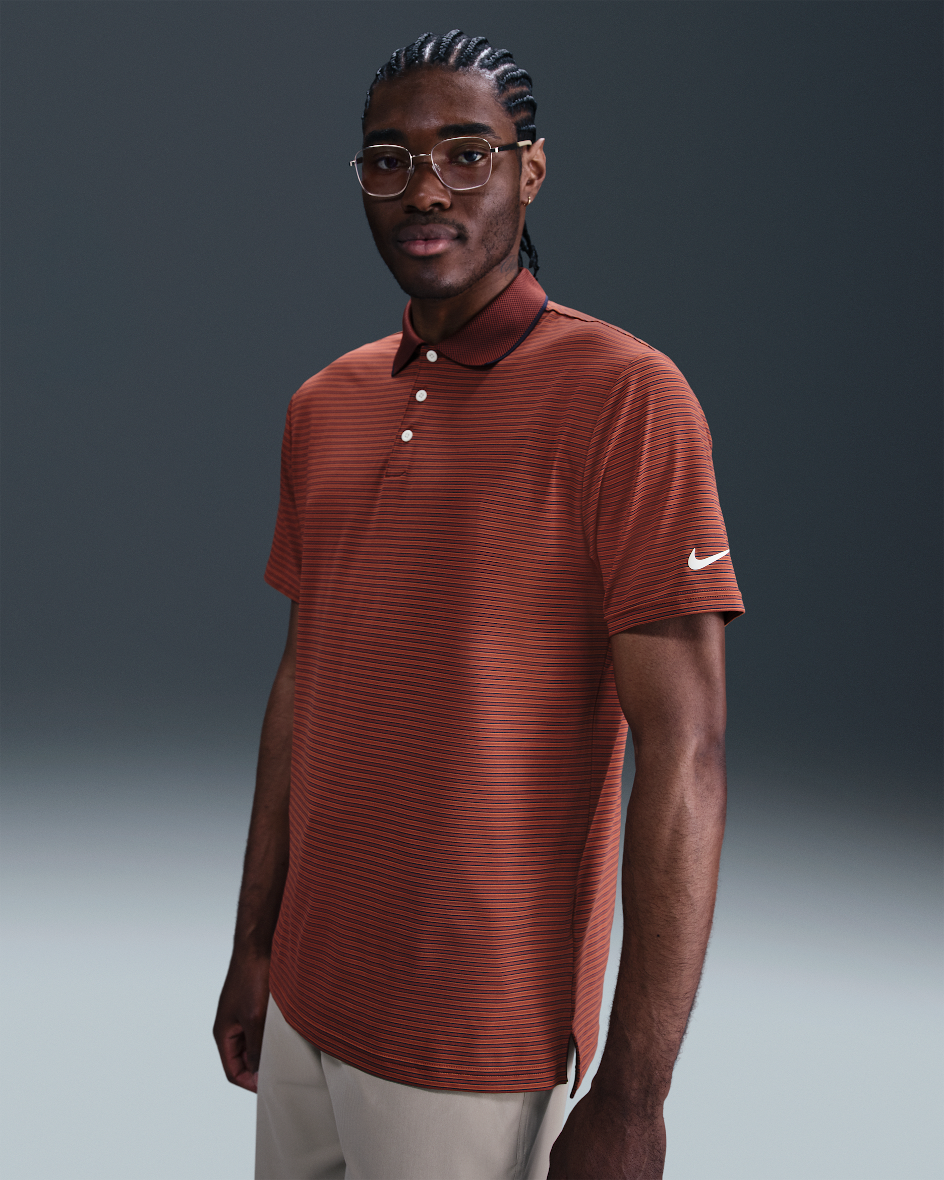 Nike Tour Men's Dri-FIT Striped Golf Polo - Mars Stone/Pale Ivory