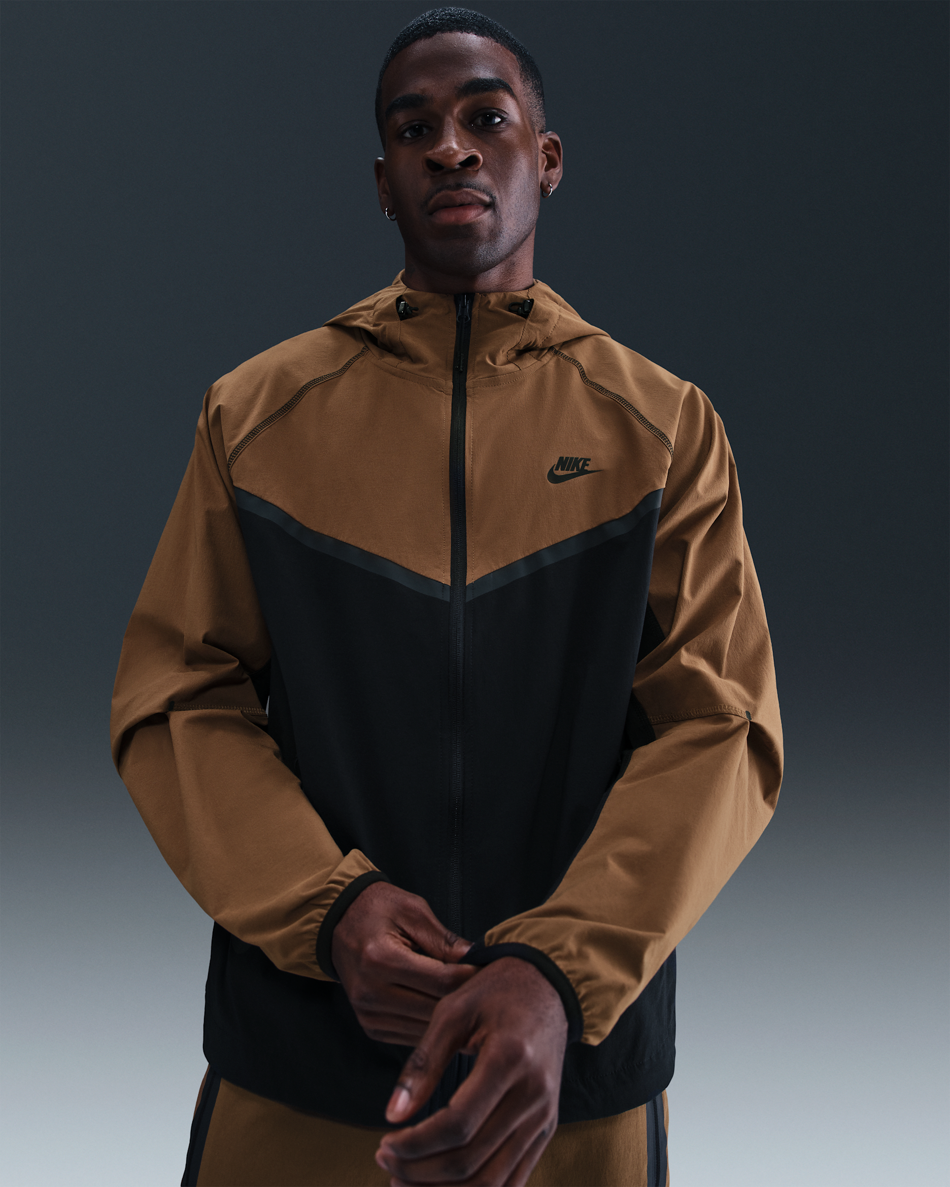Nike Tech Men's Woven Jacket - Black/Mosswood Brown/Black