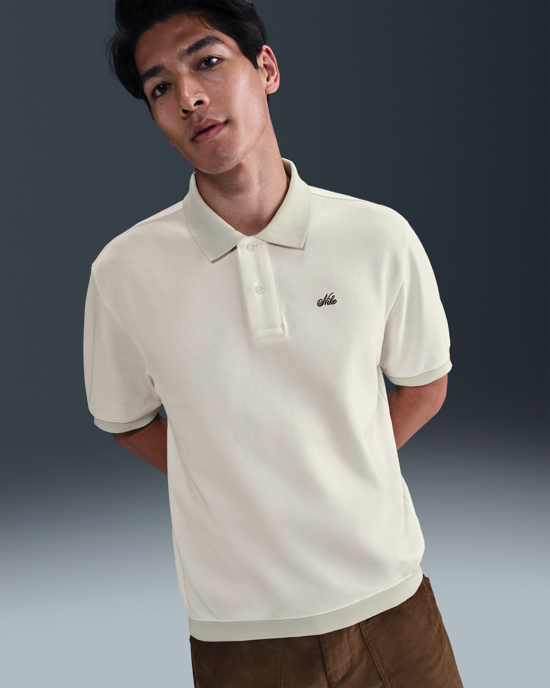 เสื้อโปโลเนื้อหนักผู้ชาย Nike Life - Sail/Light Khaki/Medium Olive