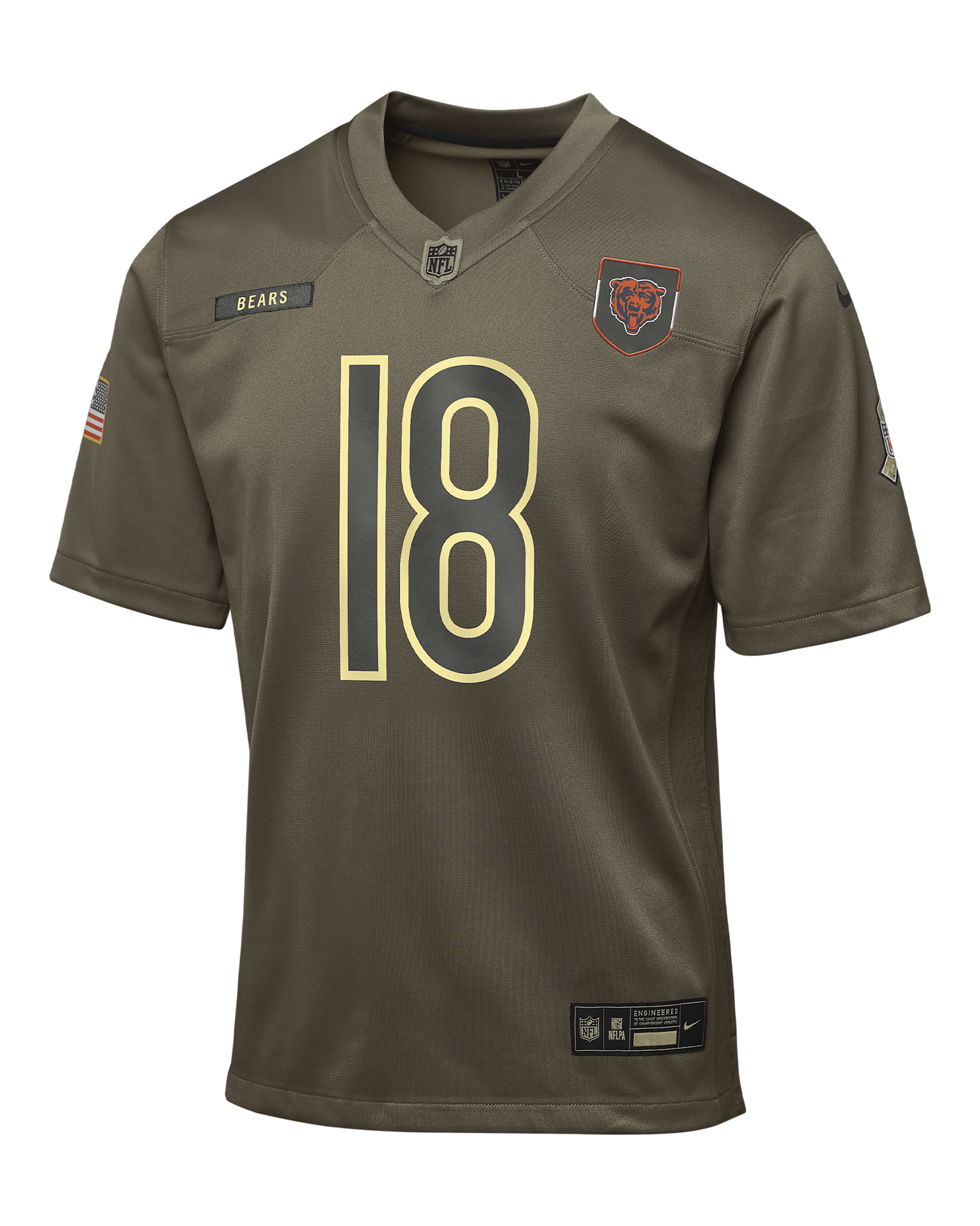 Caleb Williams Chicago Bears Salute to Service Big Kids’ Nike NFL Game Jersey - Olive