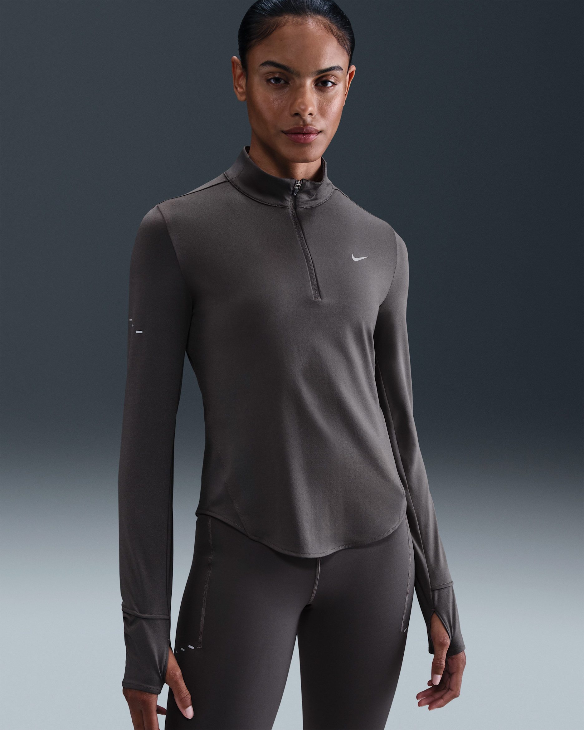 Nike Swift Women's Dri-FIT UV 1/4-Zip Running Top - Thunder Grey