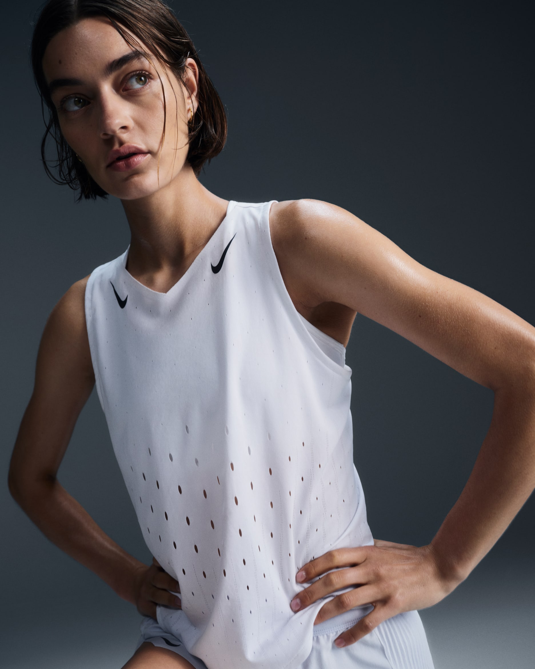 Maillot de running Dri-FIT ADV Nike AeroSwift pour femme - Blanc/Noir/Noir