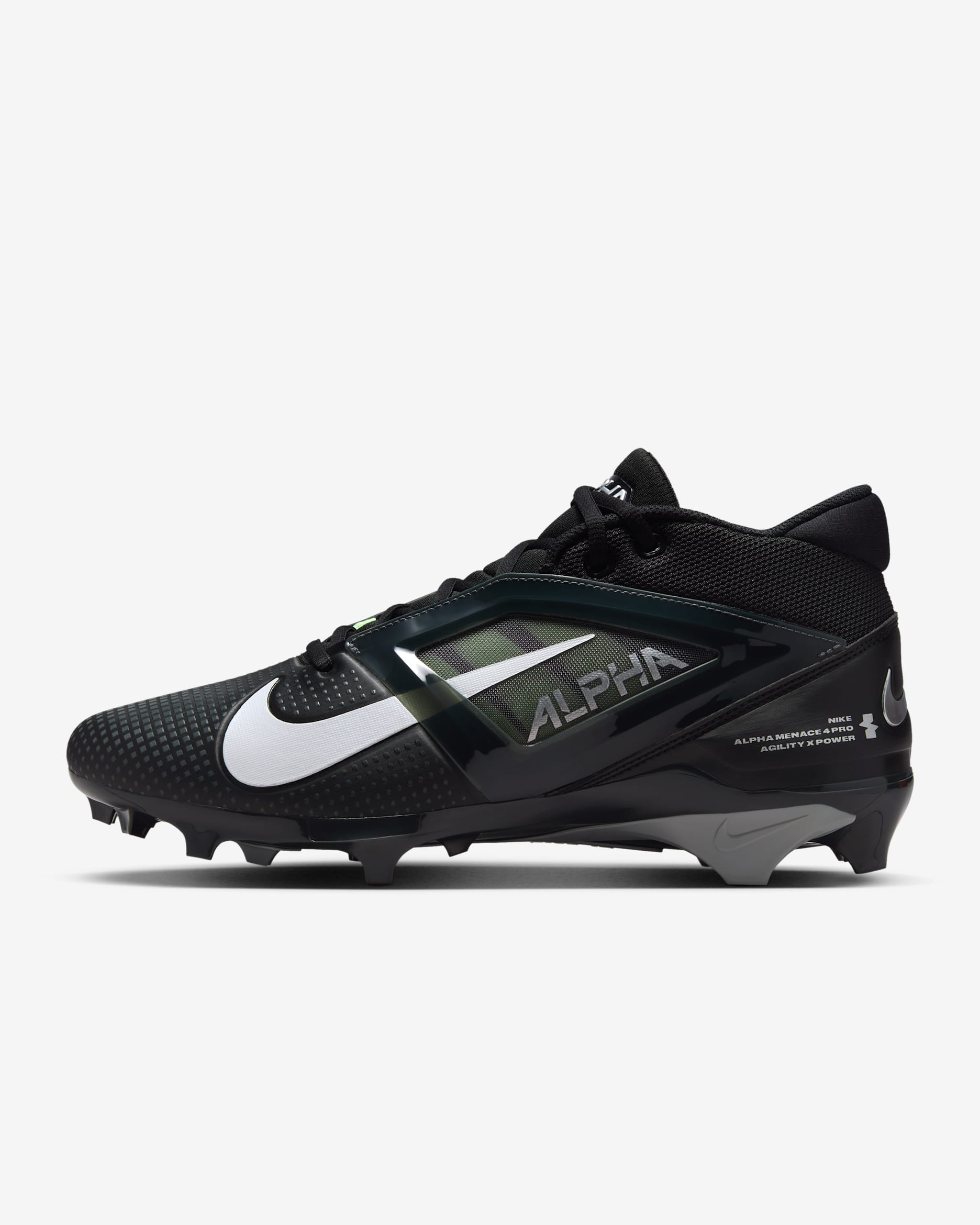 Nike Alpha Menace 4 Pro Football Cleats - Black/Light Smoke Grey/White