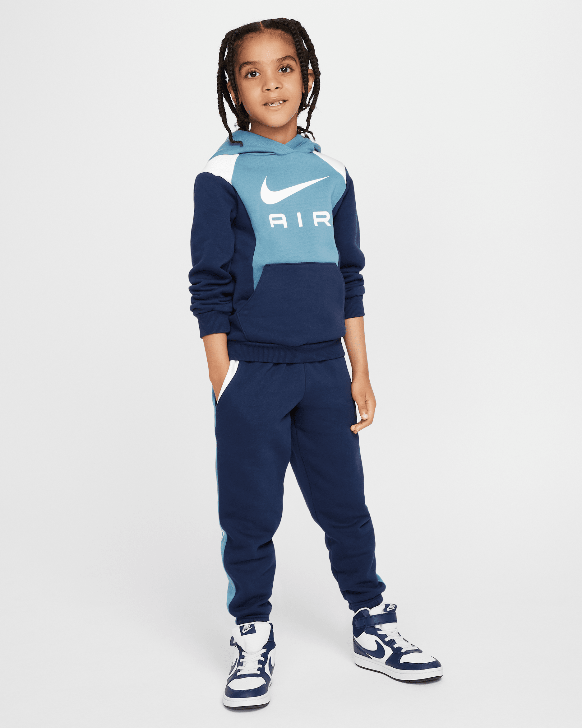 Nike Air Younger Kids' Fleece Pullover and Trousers Set - Midnight Navy