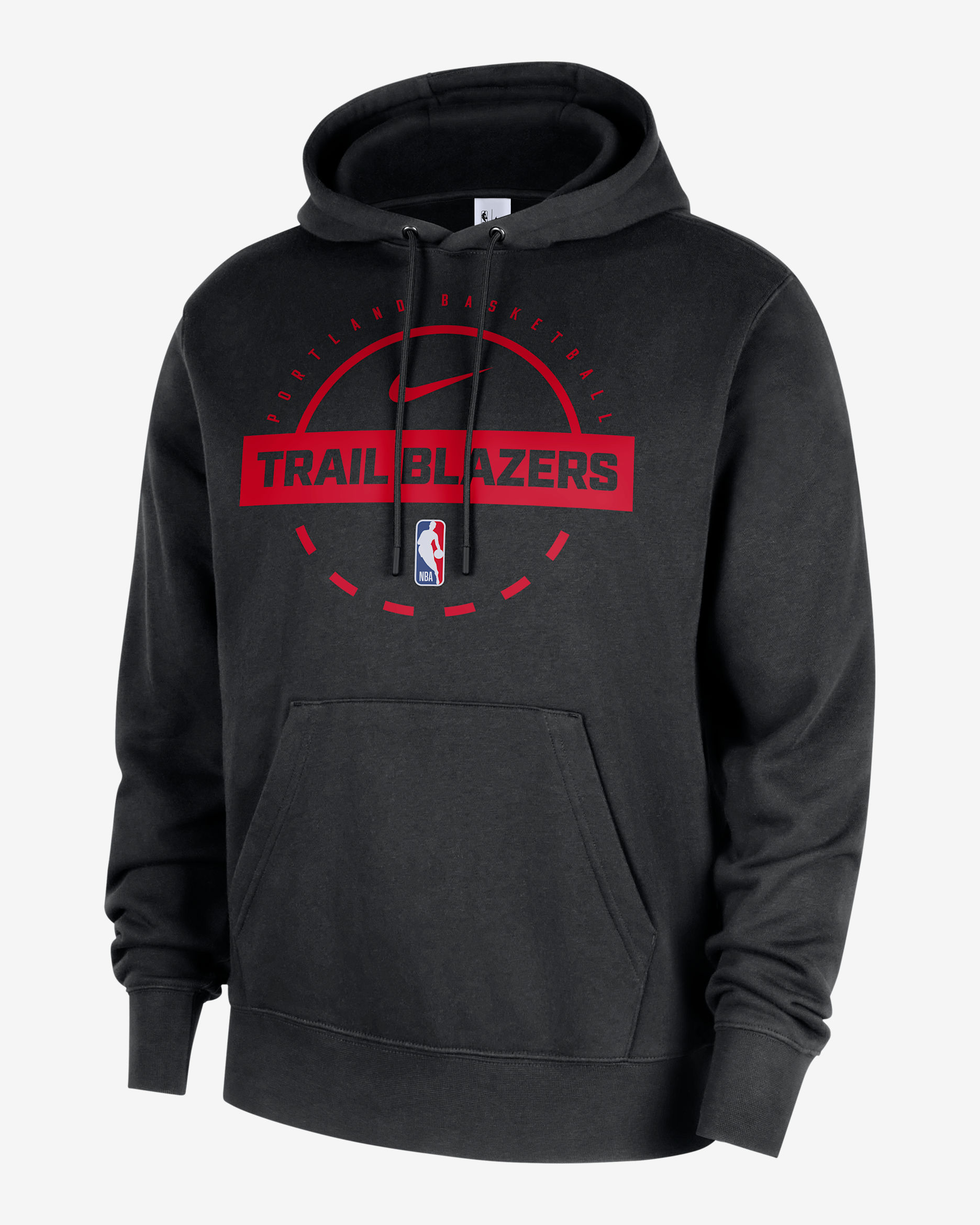 Portland Trail Blazers Club Men's Nike NBA Practice Pullover Hoodie - Black/University Red