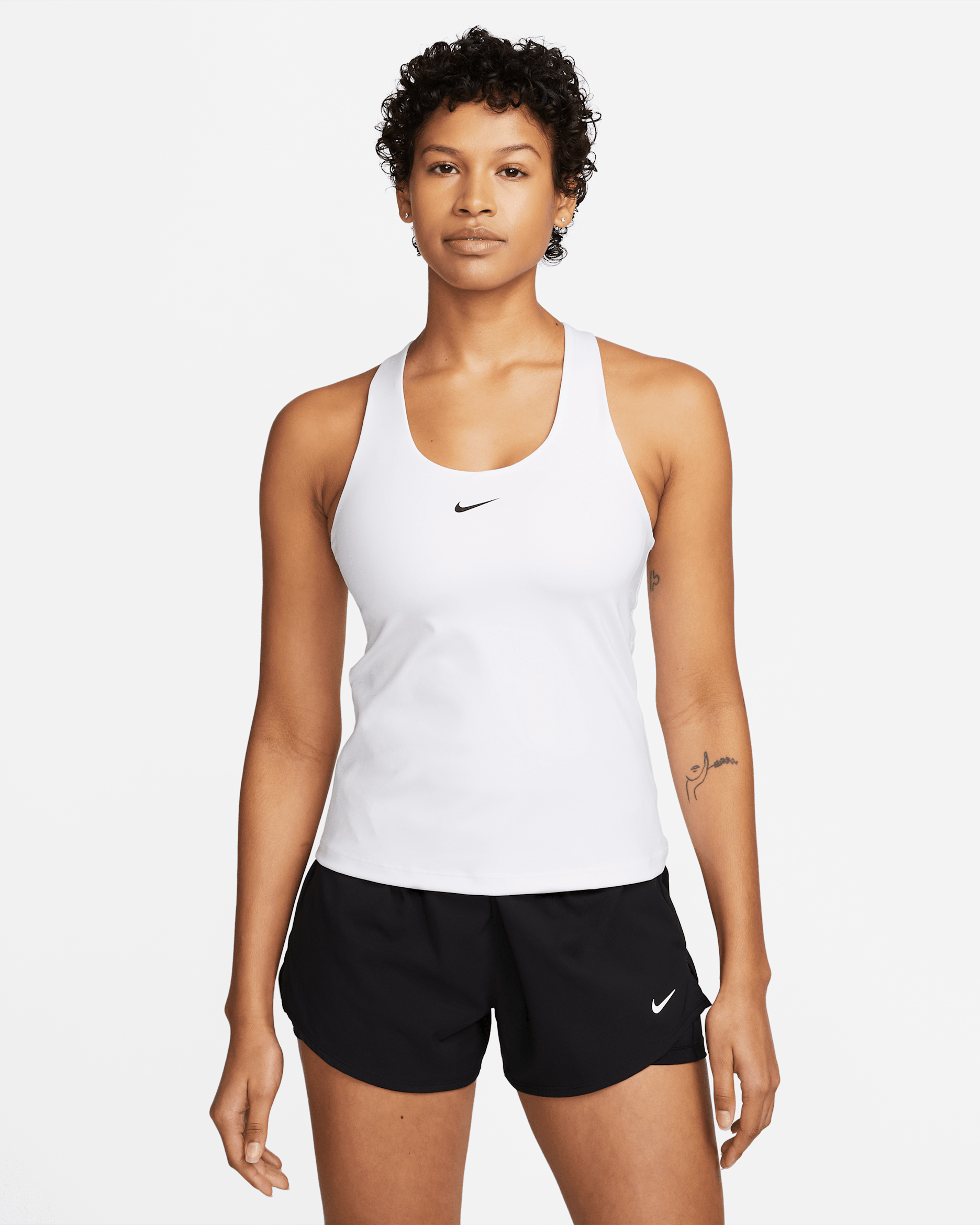 Nike Swoosh Women's Medium-Support Padded Sports Bra Tank - White/Stone Mauve/Black