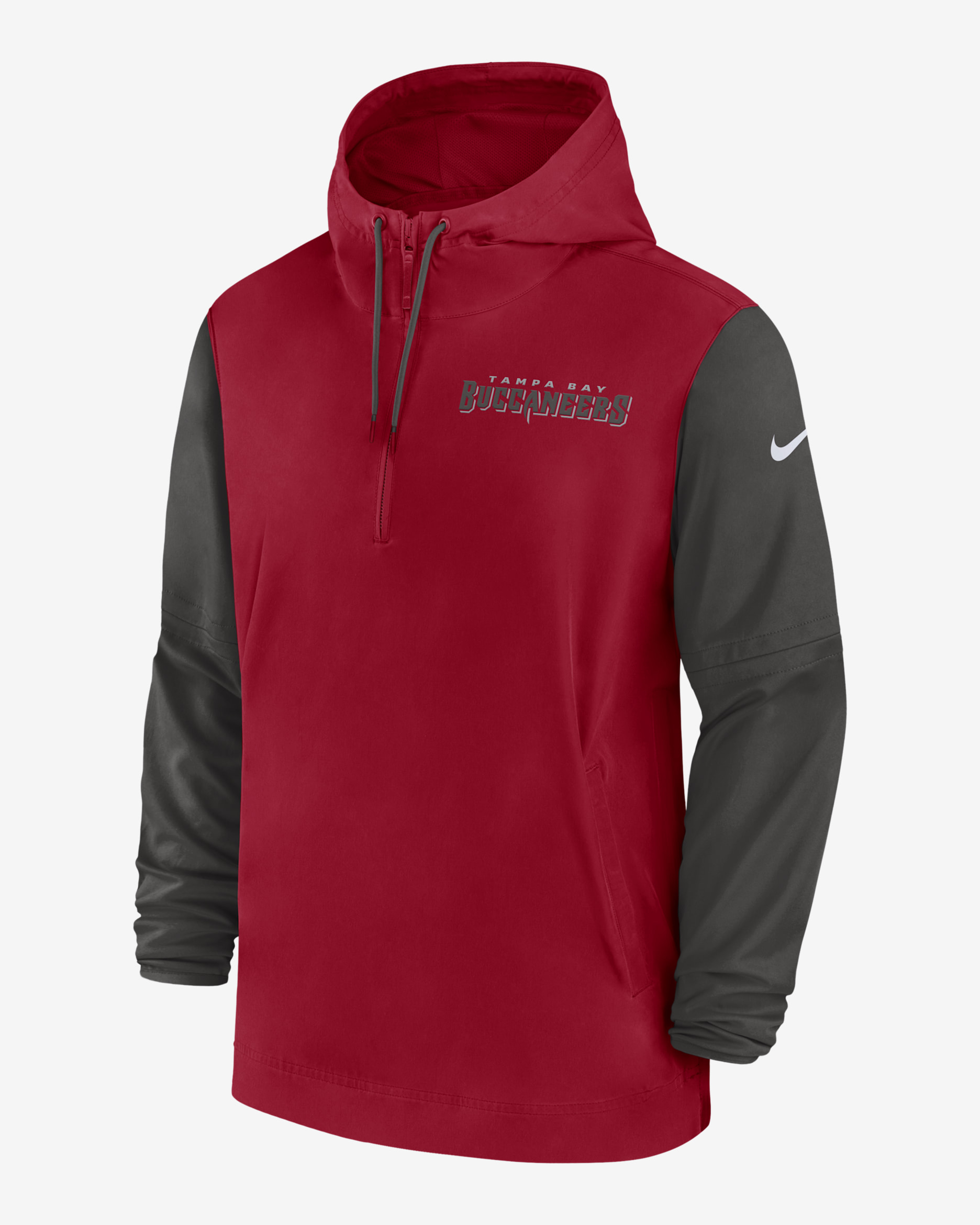 Tampa Bay Buccaneers Sideline Pre-Game Player Men's Nike NFL 1/2-Zip Hooded Jacket - Red