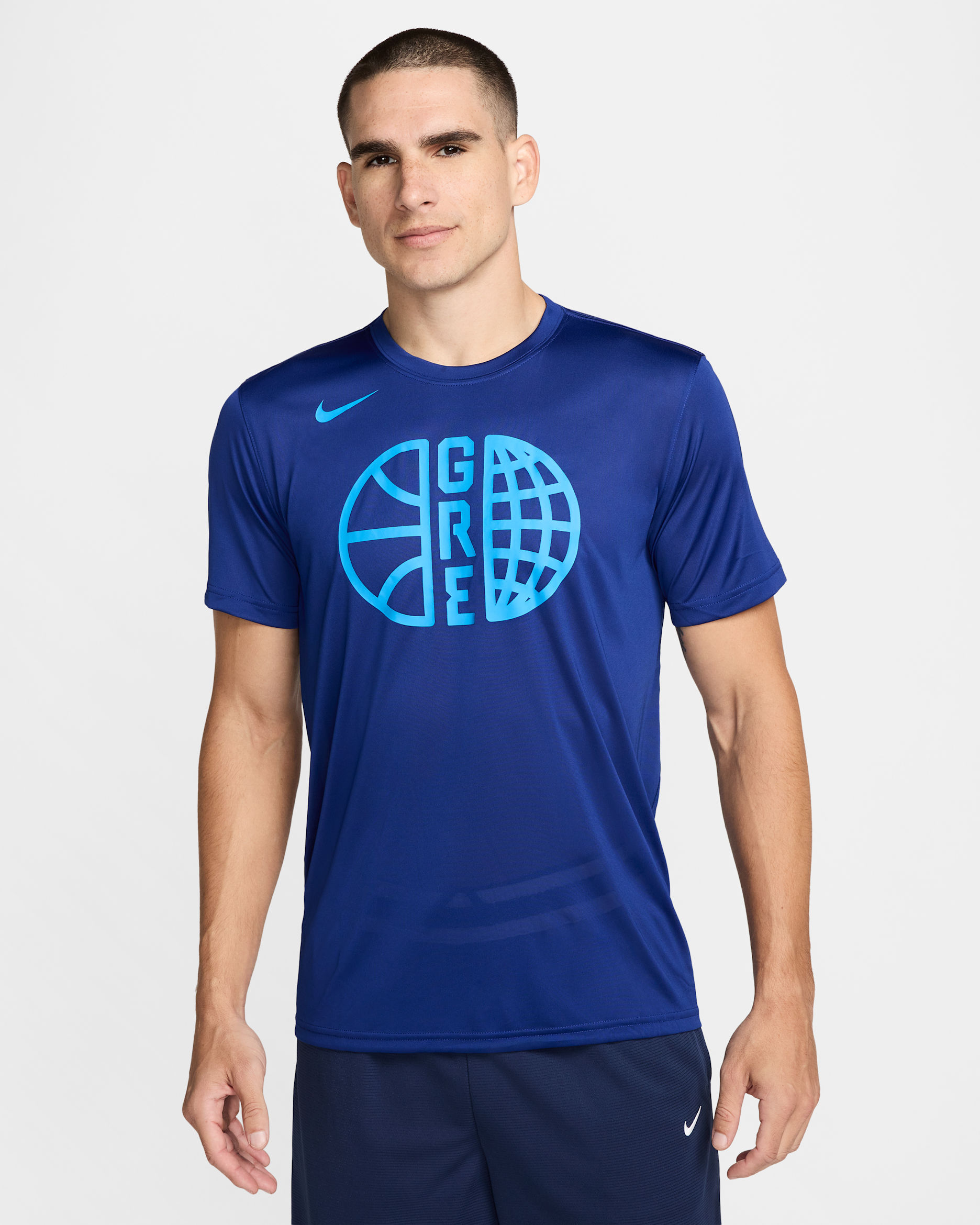 Playera de básquetbol Nike para hombre Greece Practice - Azul royal intenso/Azul royal intenso/Azul foto claro